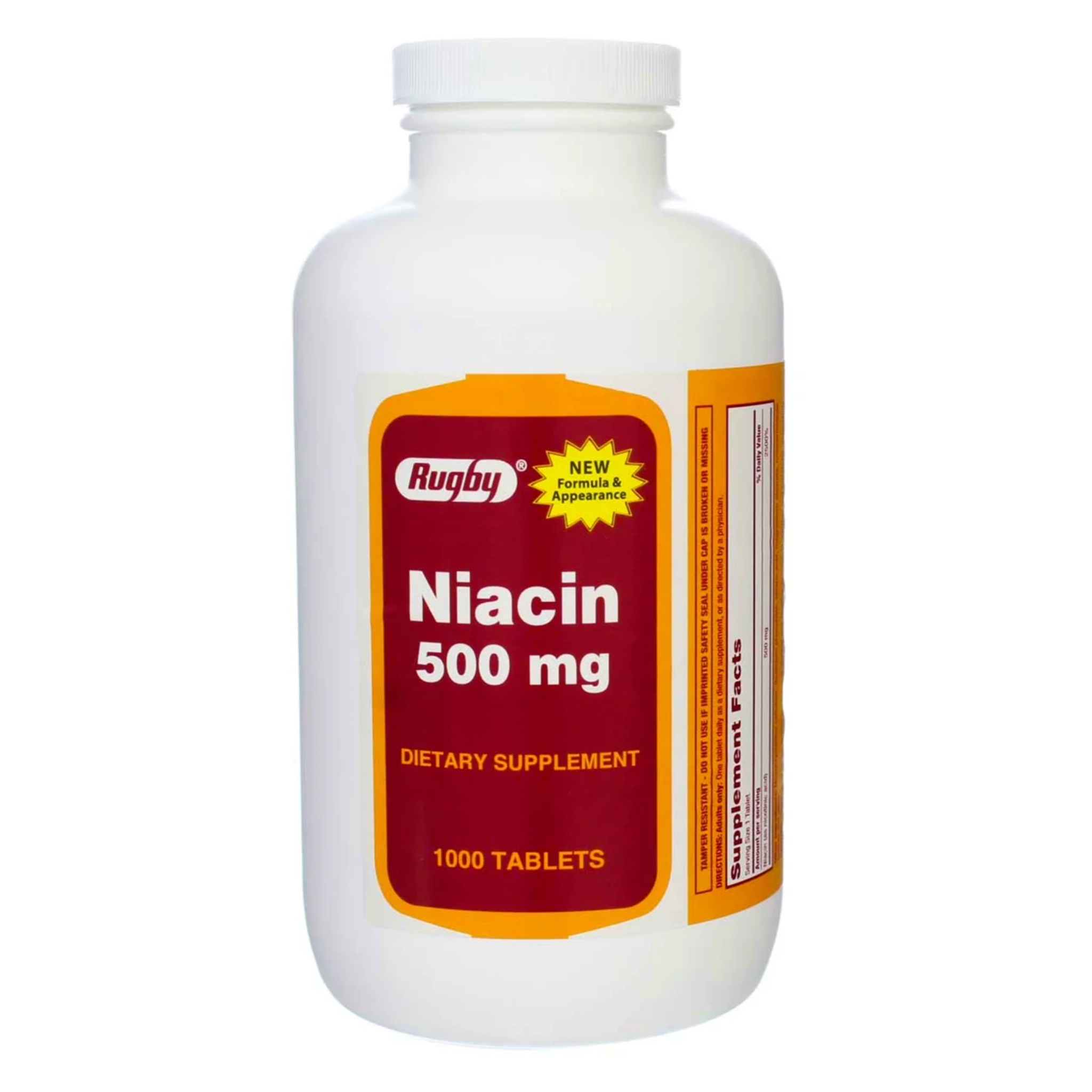 Rugby, Niacin Tablets, Supports Energy & Metabolism, 500 mg, 1000 Count