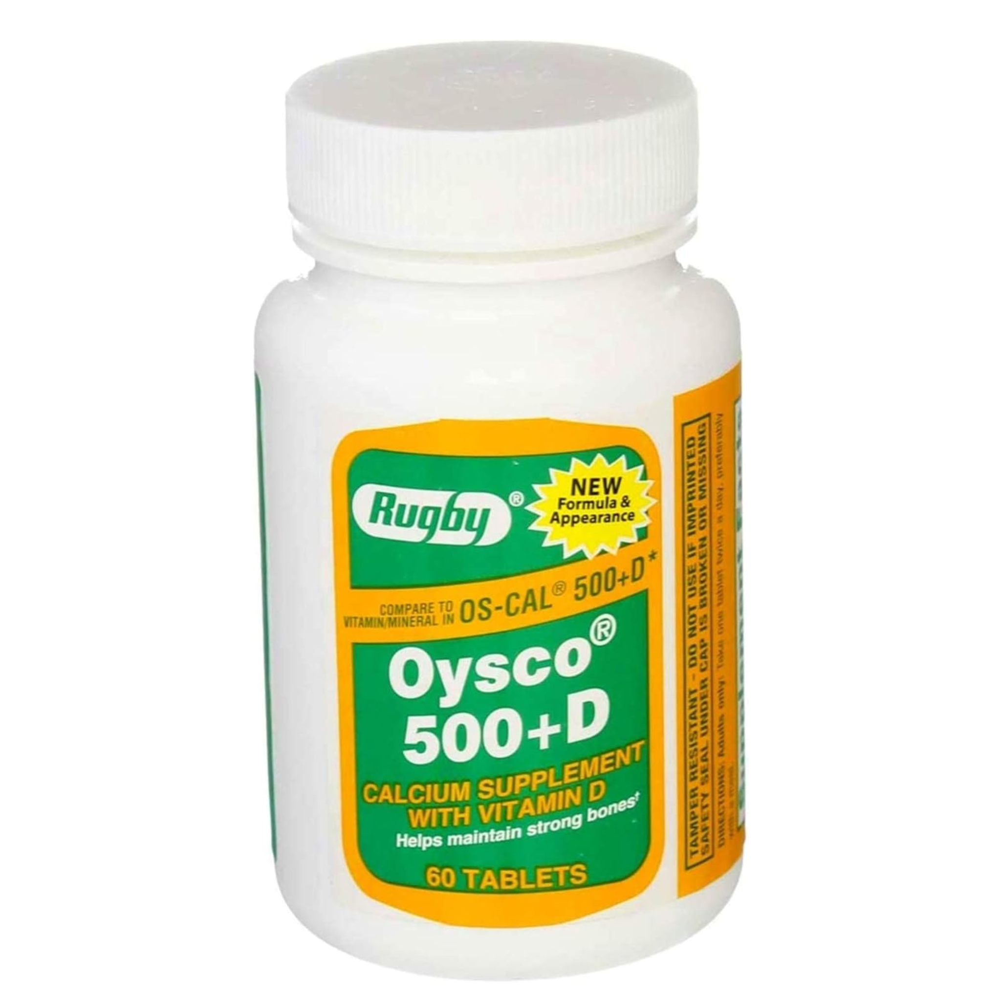 Rugby, Oysco 500+D, Calcium & Vitamin D Supplement for Bone Health, 60 Tablets