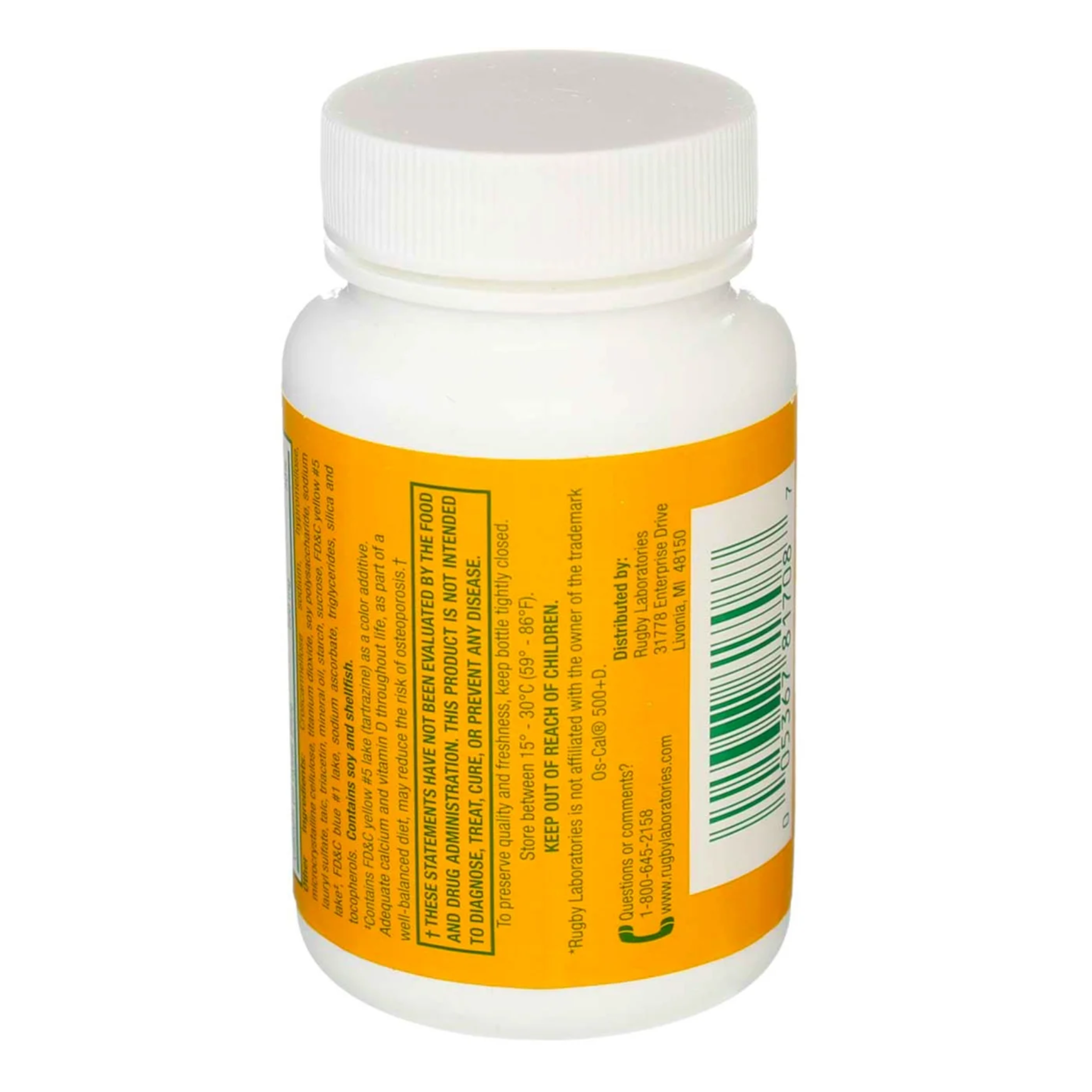 Rugby, Oysco 500+D, Calcium & Vitamin D Supplement for Bone Health, 60 Tablets