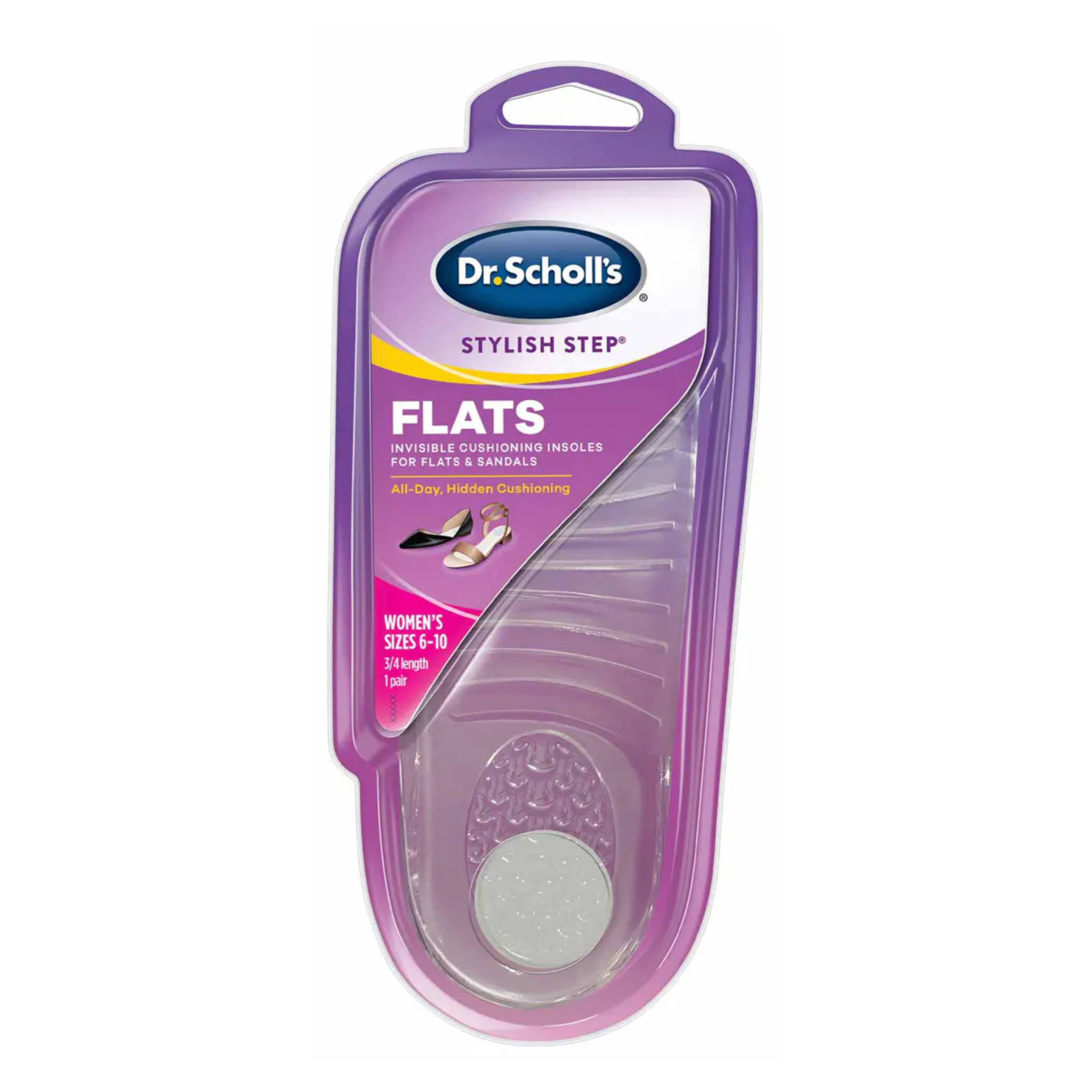 Dr. Scholl's, Stylish Step Comfort Insoles for Flats, Cushioned Support for Everyday Wear, Size 6-10, 1 Pair