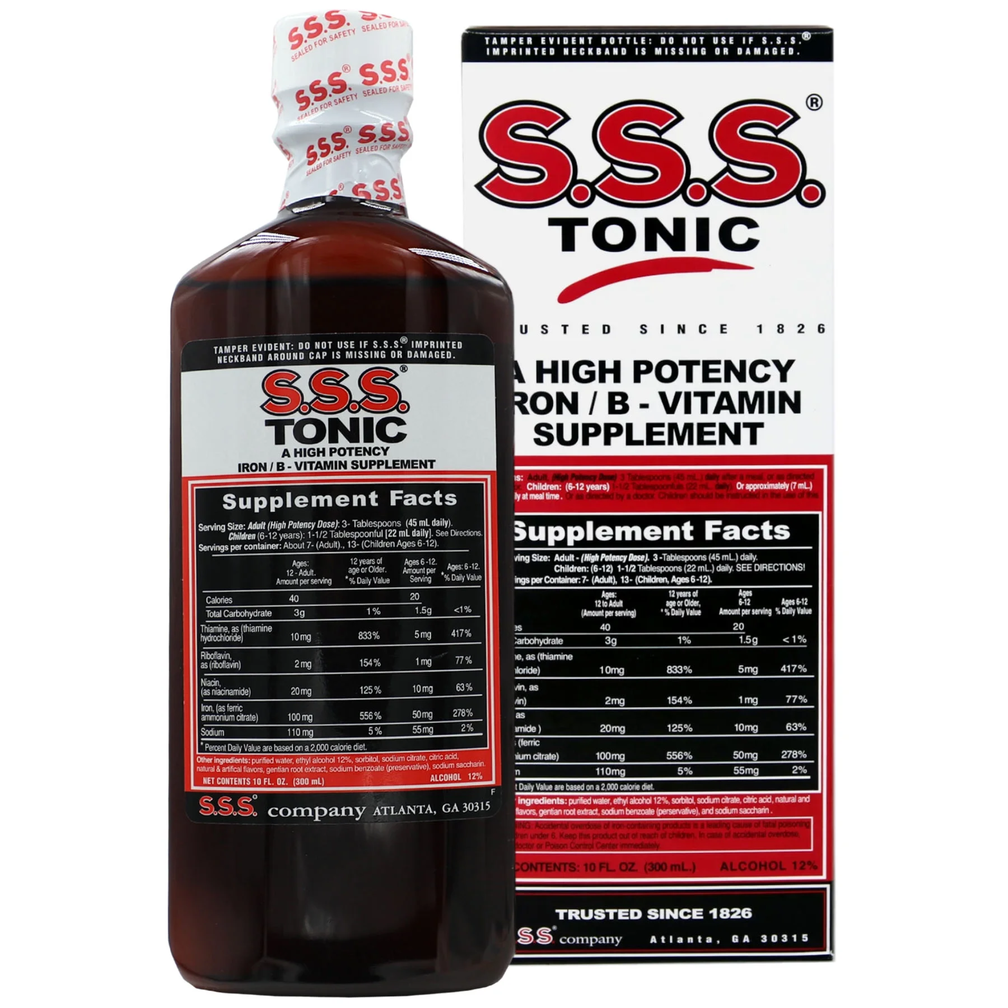 SSS, Iron and Vitamin B Supplement, High Potency for Energy and Vitality, 10 FL Oz Bottle