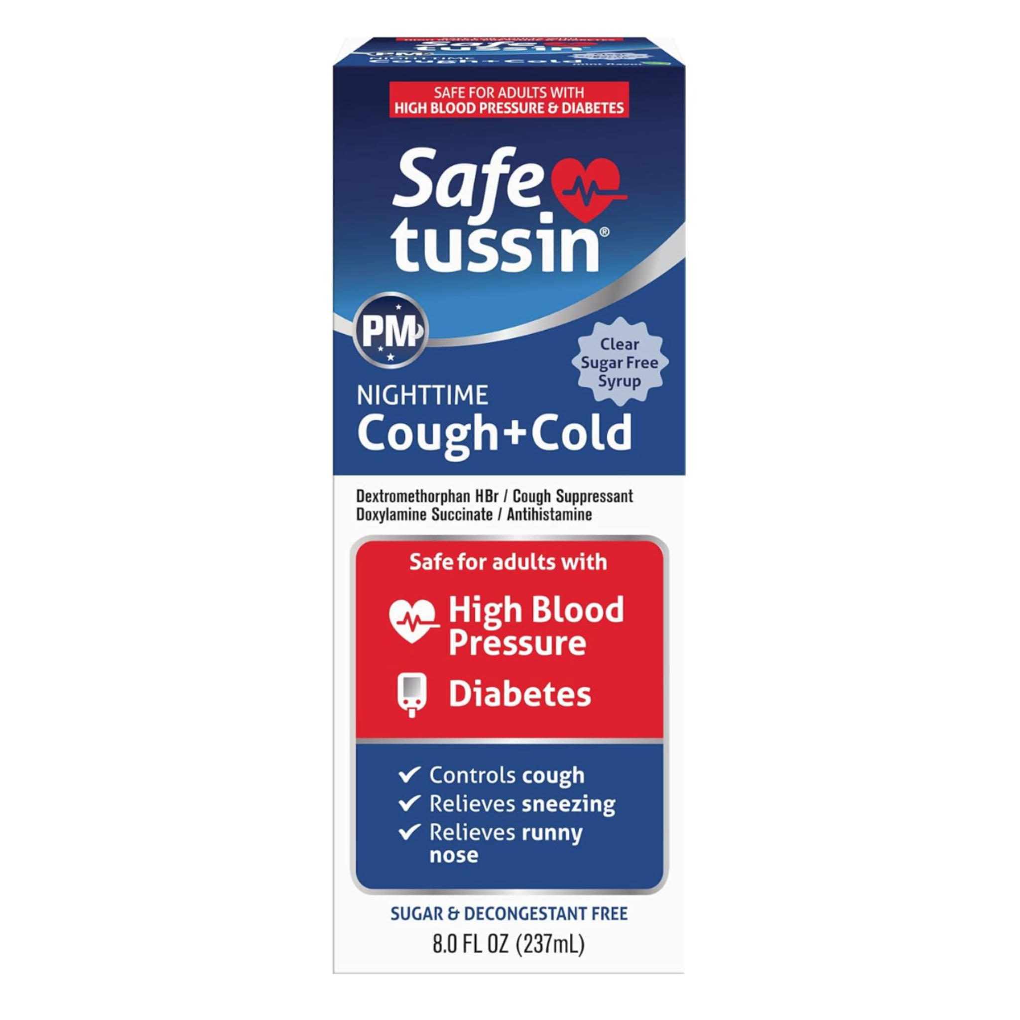 Safetussin Nighttime Cough + Cold Relief, 8 oz Liquid