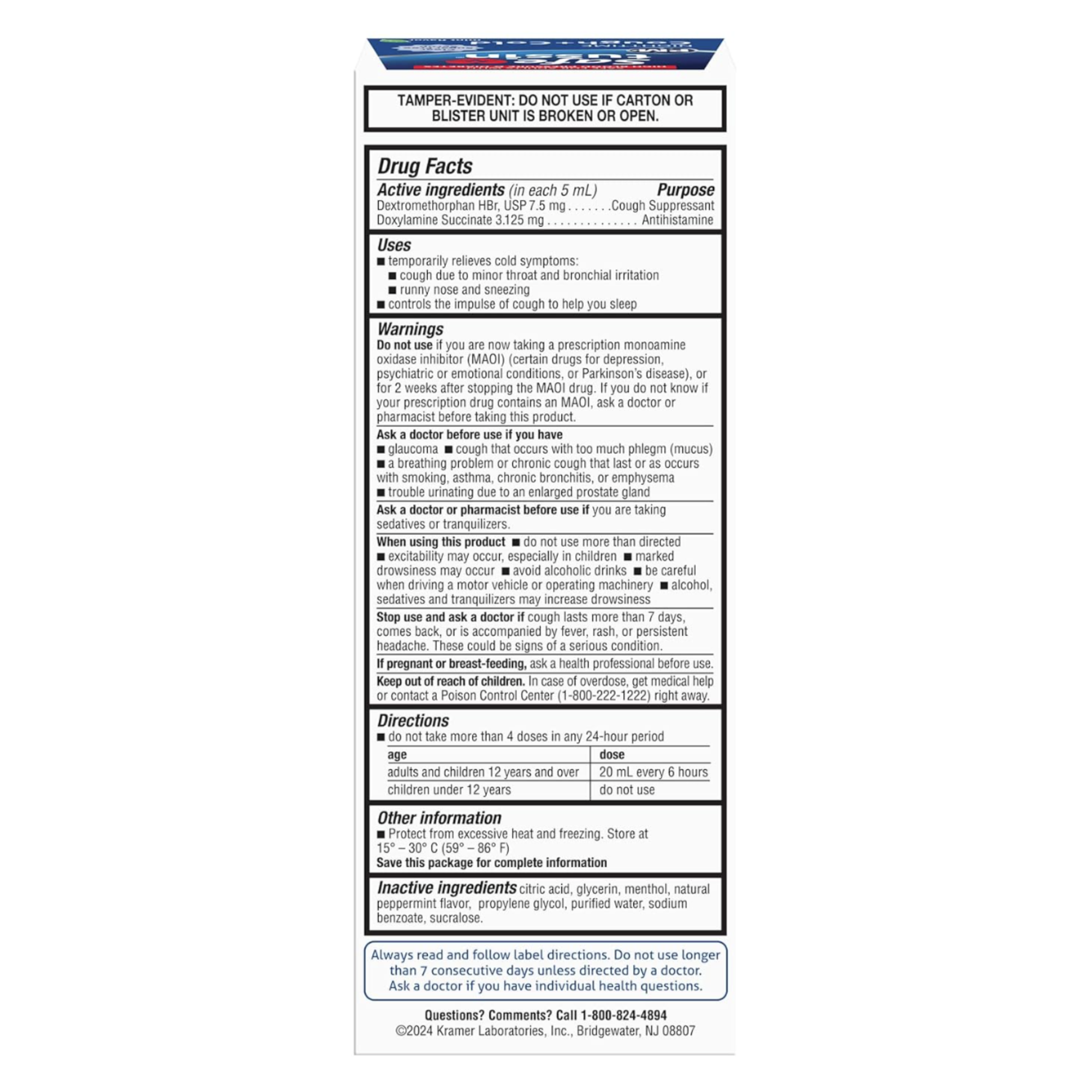 Safetussin Nighttime Cough + Cold Relief, 8 oz Liquid