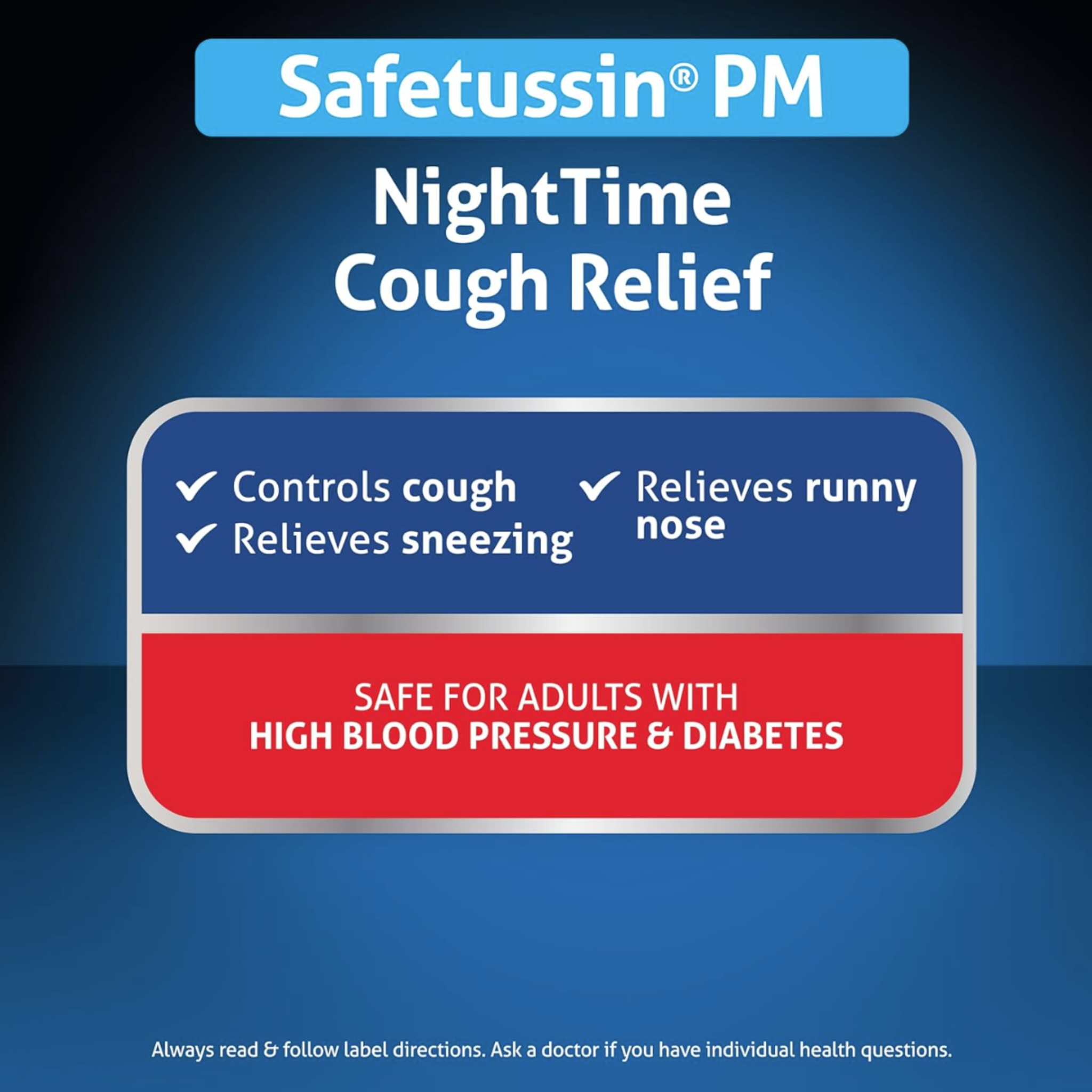 Safetussin Nighttime Cough + Cold Relief, 8 oz Liquid