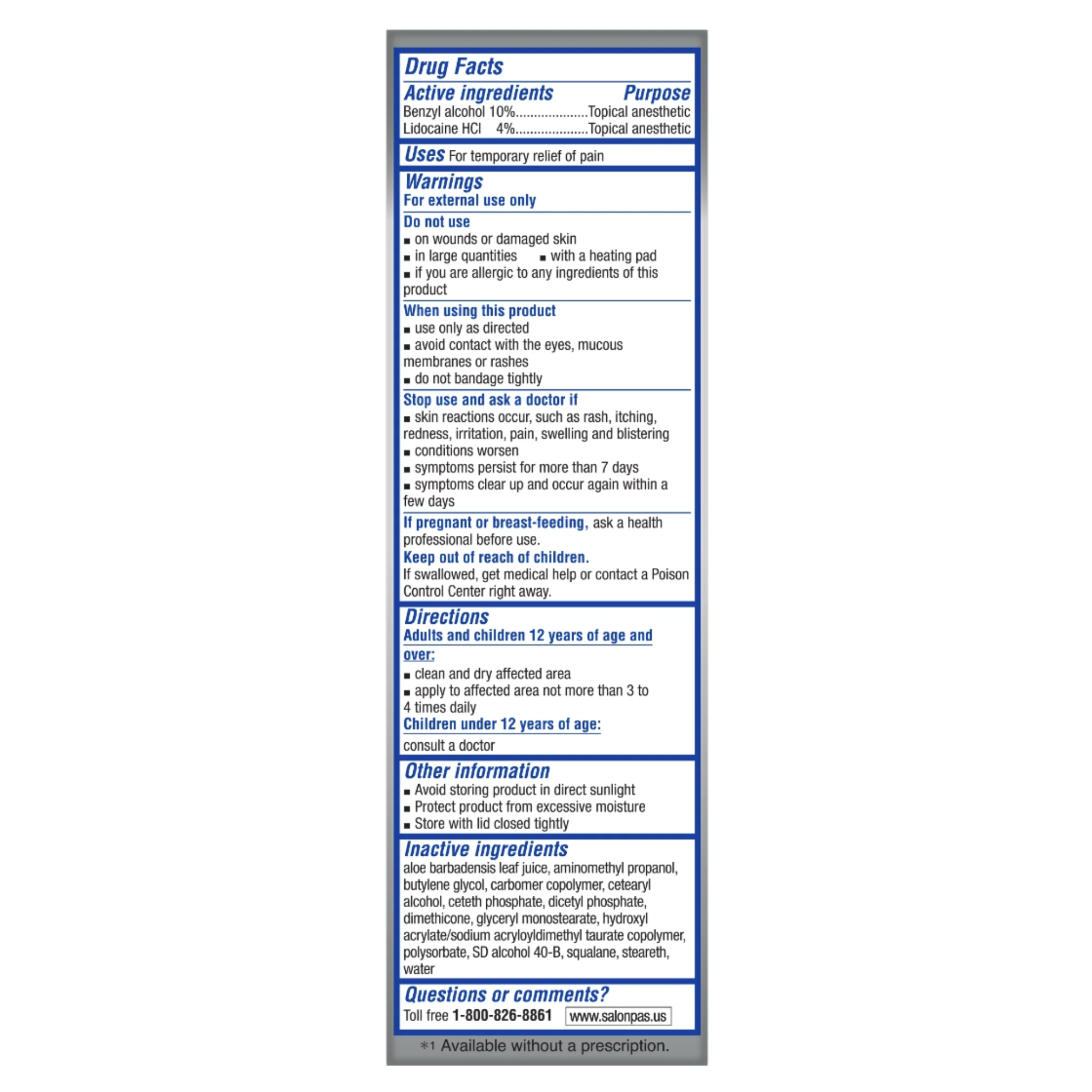 Salonpas Maximum Strength Lidocaine 4% Pain Relief Cream, 3oz