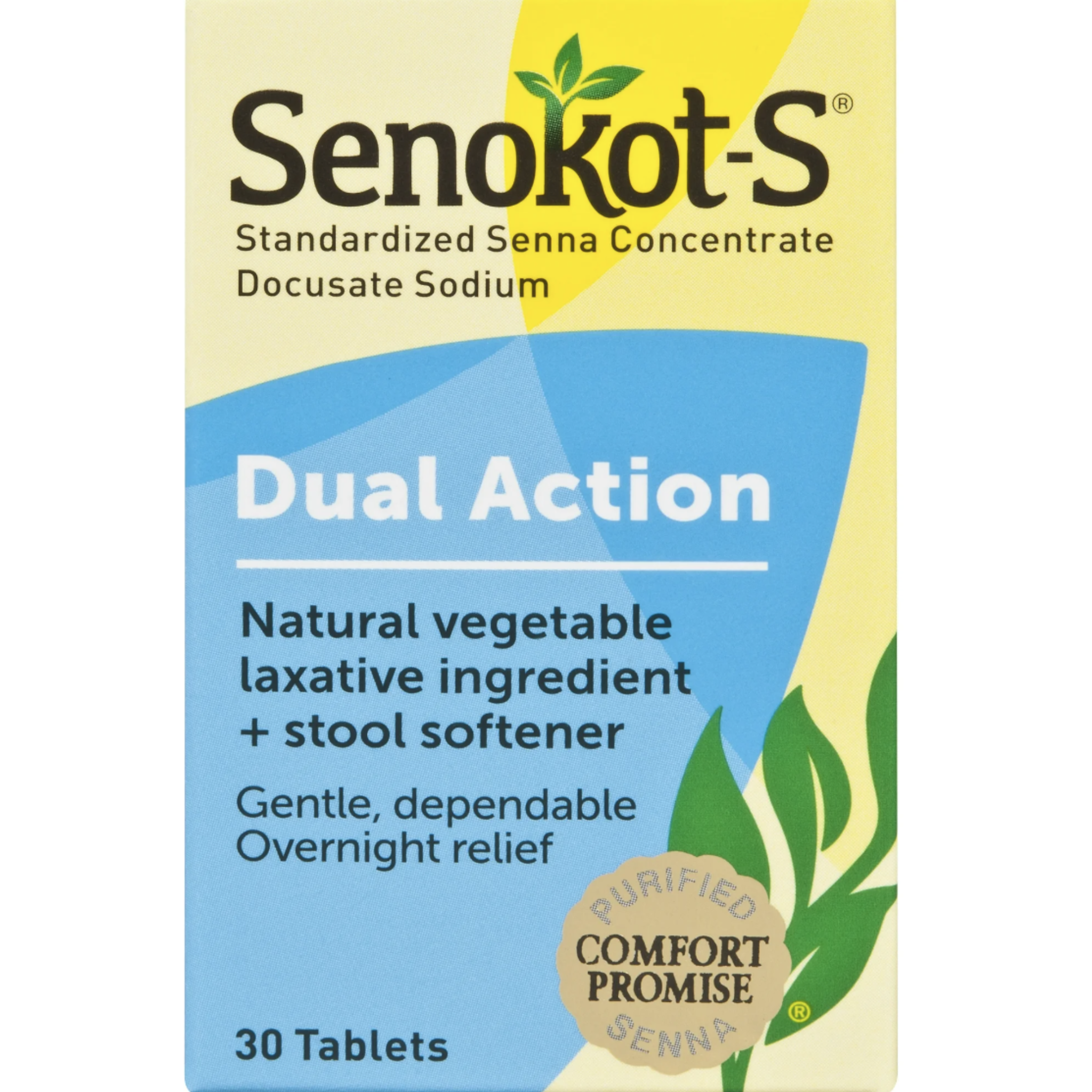 Senokot-S Dual Action Senna Plus Stool Softener Laxative Tablets, 30 Ct