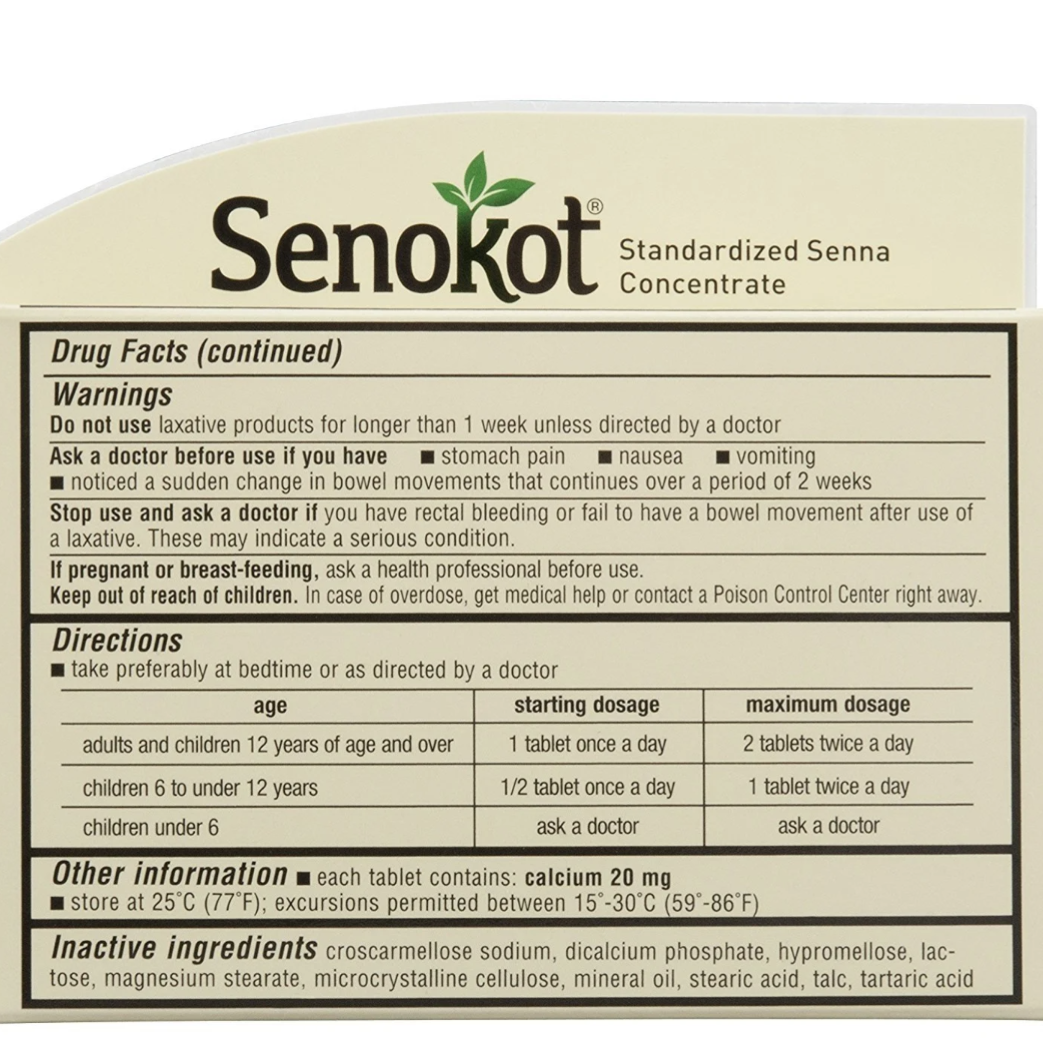 Senokot Extra Strength, Standardized Senna Concentrate, Tablets, 12-Count