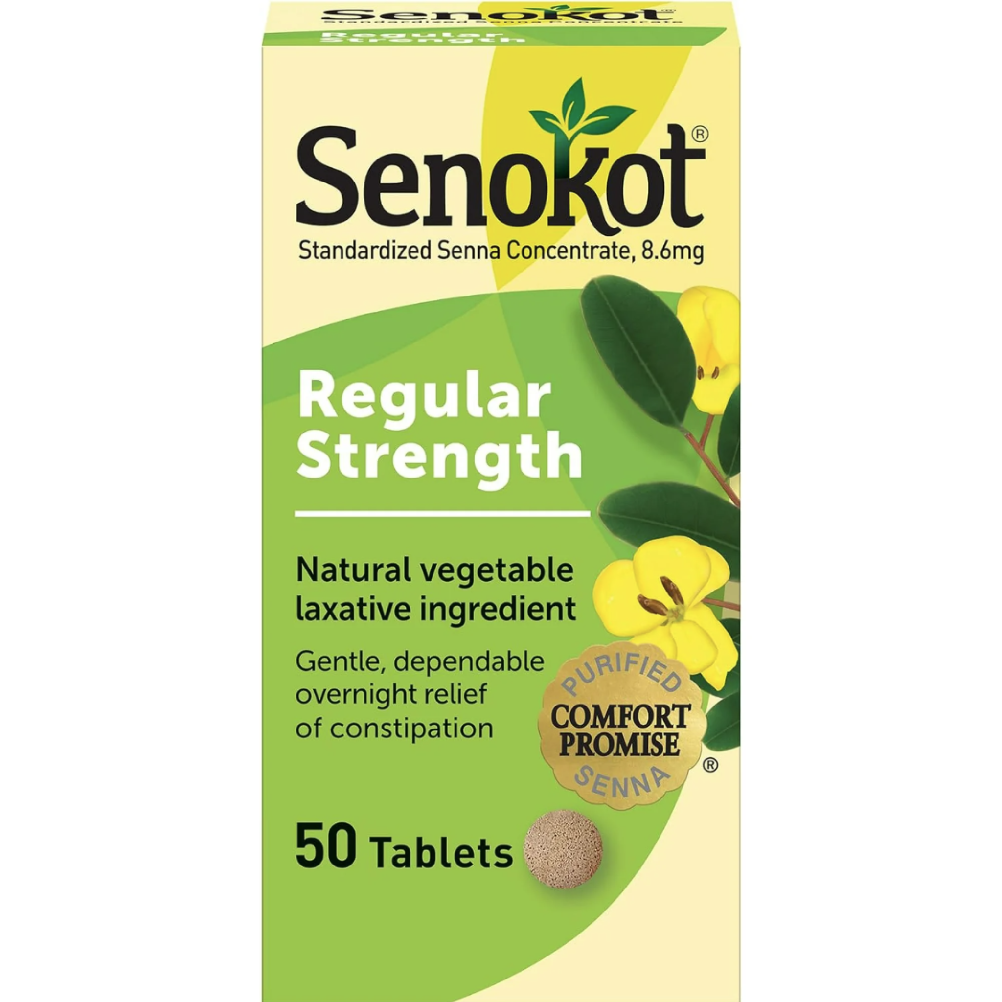 Senokot Regular Strength Senna Stool Softener Laxative Tablets, 50 Ct