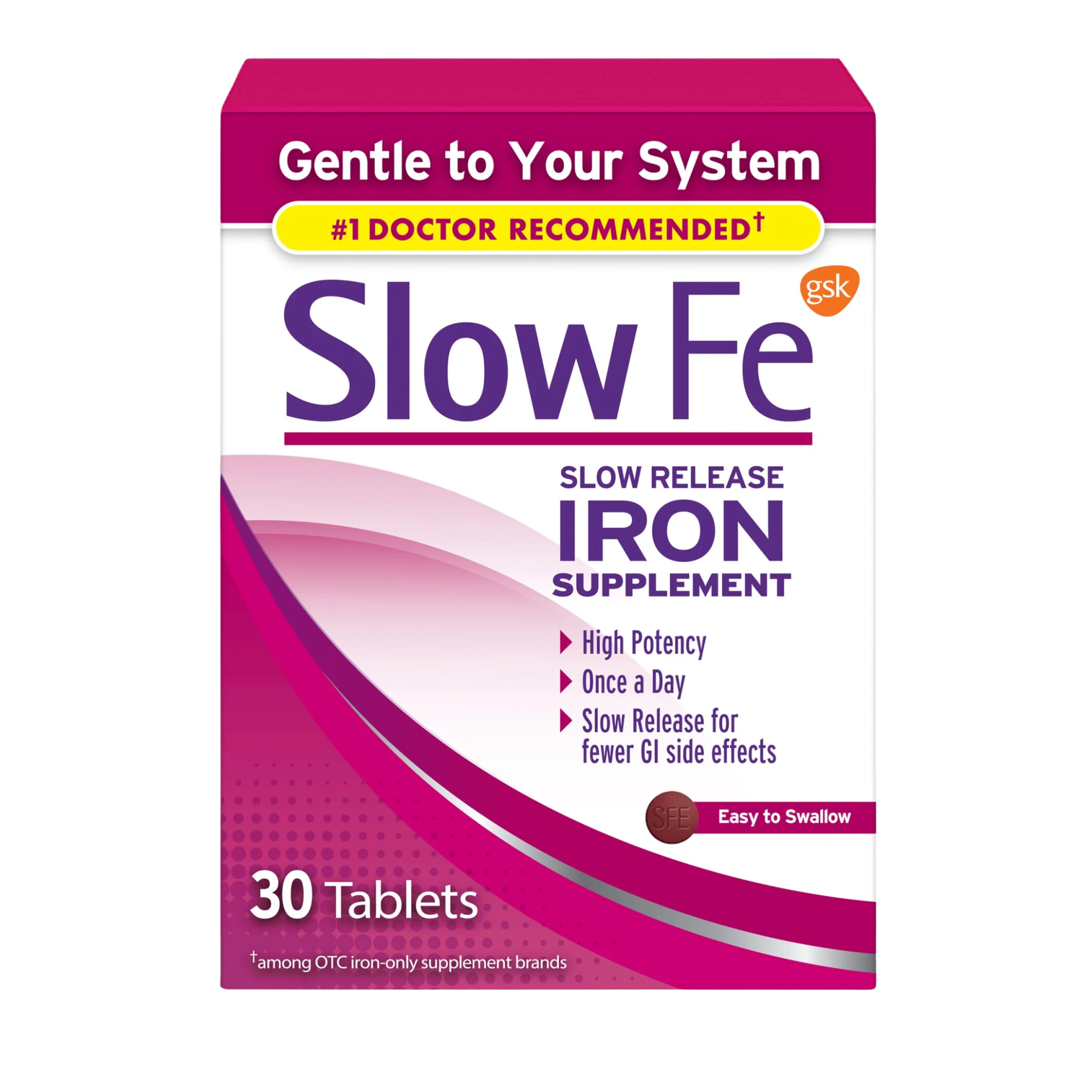 Slow Fe, Iron Supplement, 45 mg Slow Release Tablets for Iron Deficiency Support, 30 Count