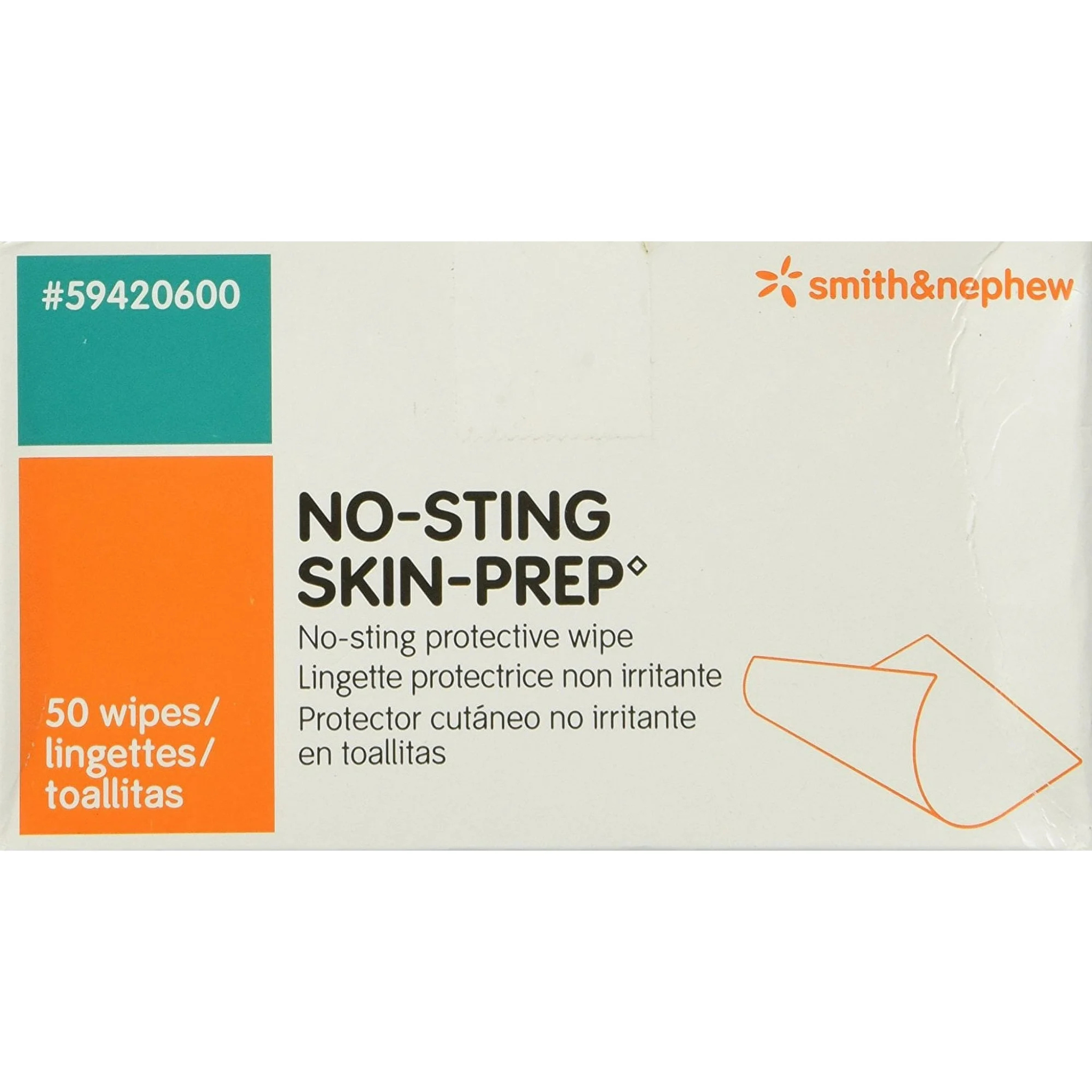 Smith & Nephew, No-Sting Skin-Prep Wipes, Gentle Skin Protection for Medical Adhesives, Box of 50