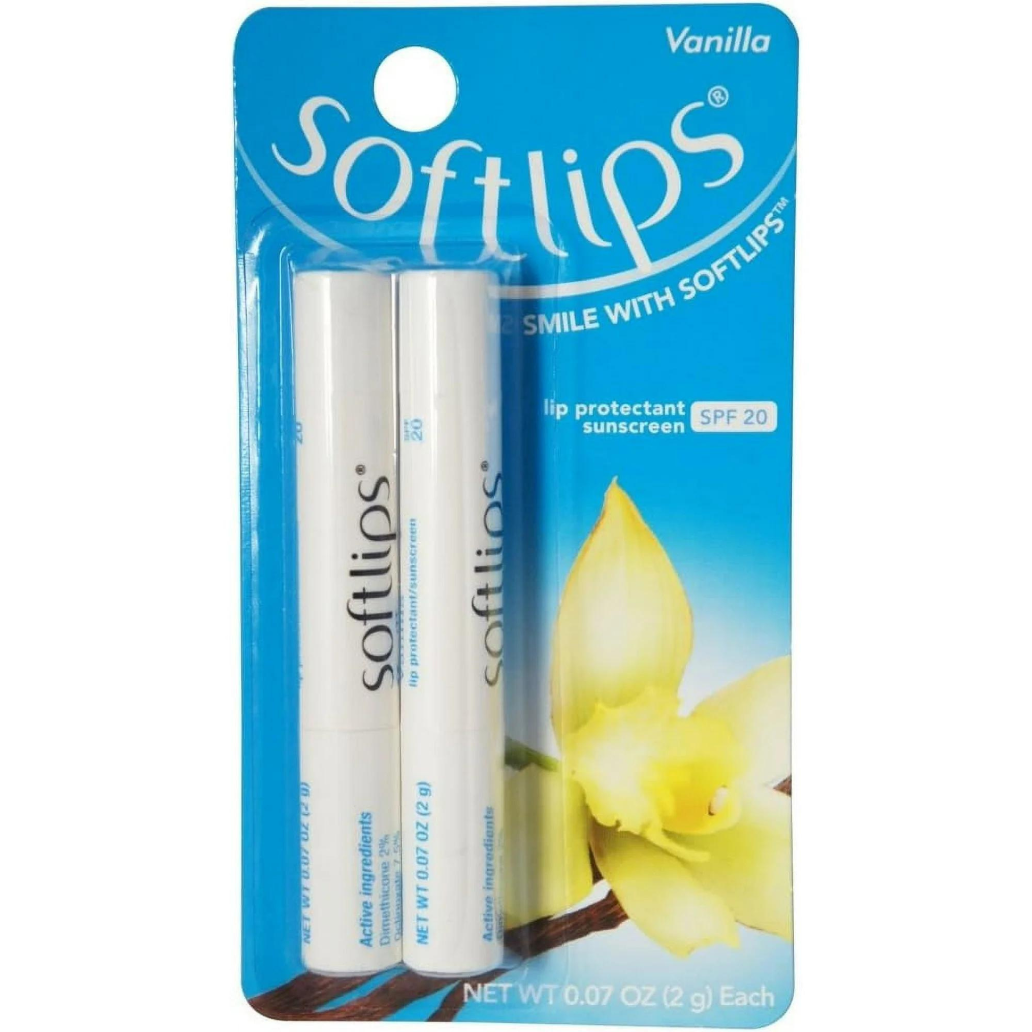 Softlips Lip Protectant With Sunscreen Spf 20, Vanilla, Value Pack - 2 Ea