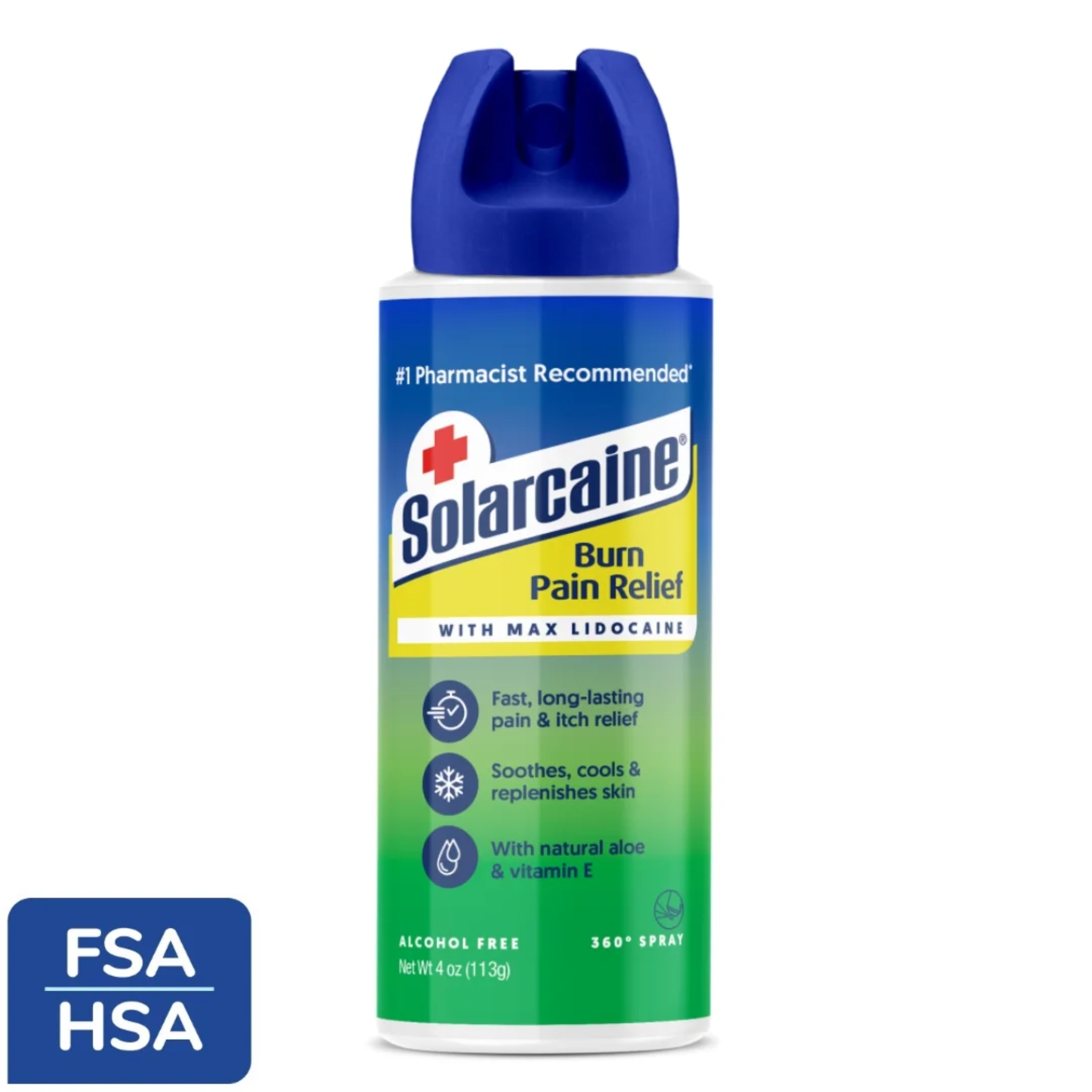 Solarcaine, Cool Aloe Sunburn Relief Spray, Lidocaine & Soothing Hydration, 4 Oz