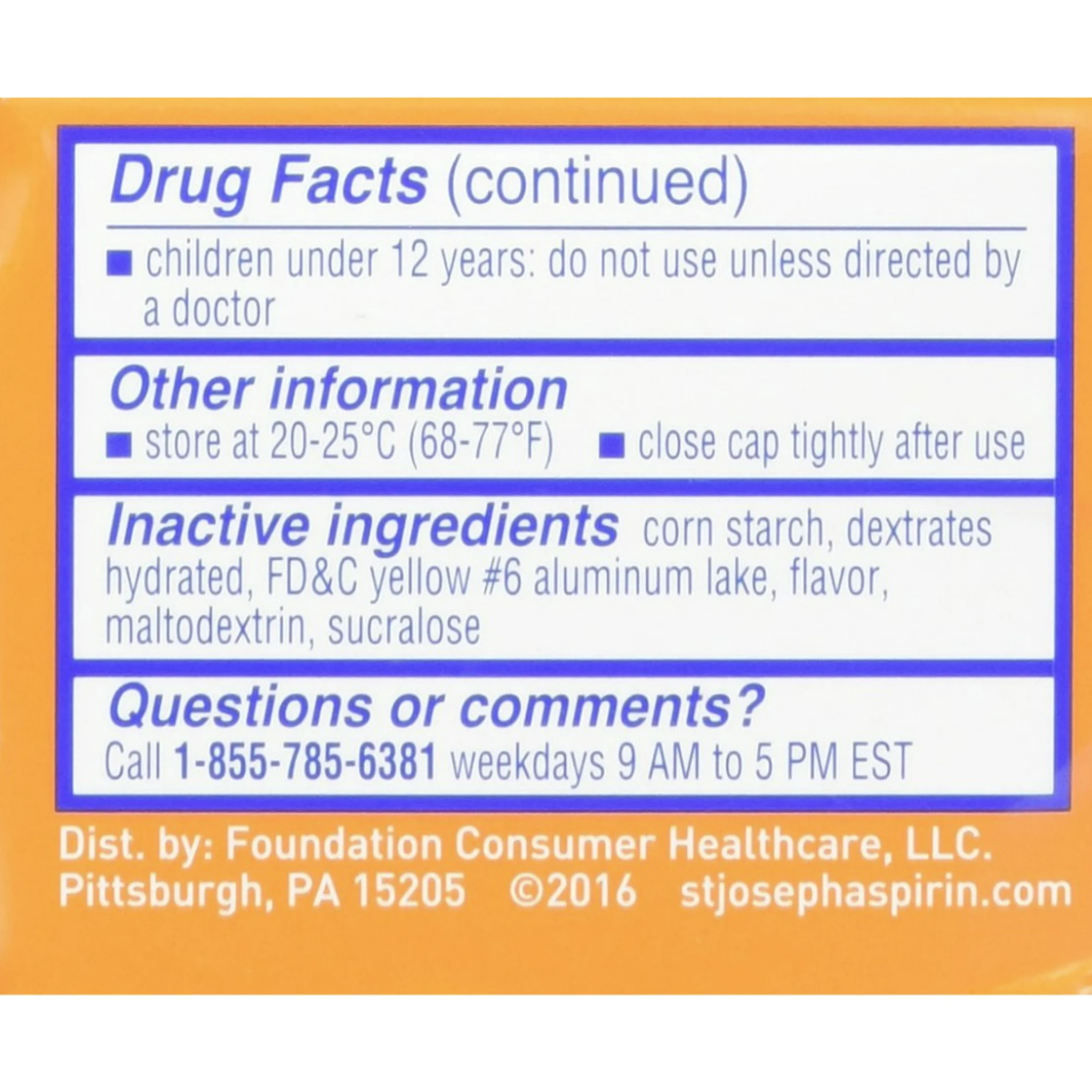 St. Joseph Orange Chewable 81mg Aspirin, 36 Tablets - Pharmaful
