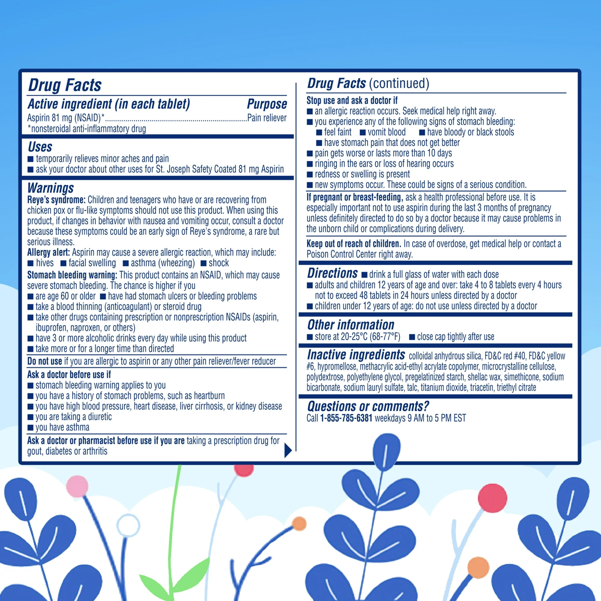 St. Joseph, Aspirin Pain Reliever 81mg, Enteric Coated for Adult Low Dose Regimen, Gentle on Stomach, 120 Coated Tablets
