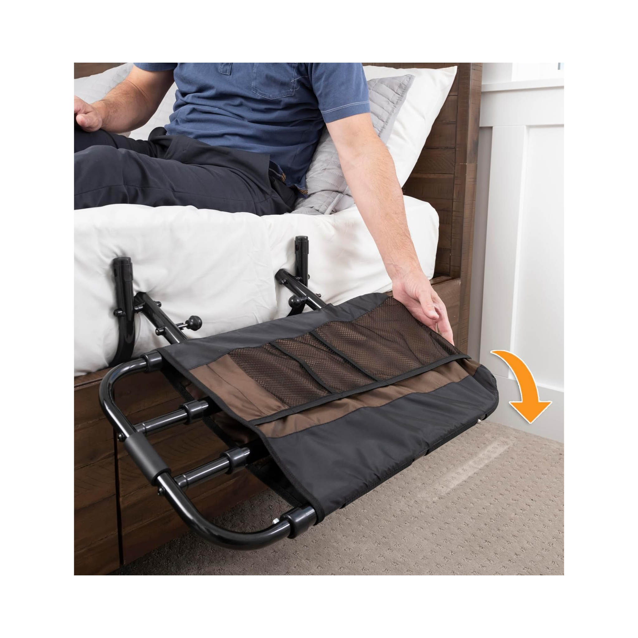 Stander, EZ Adjust Bed Rail, Adjustable Bed Assist Grab Bar for Seniors & Adults, Black