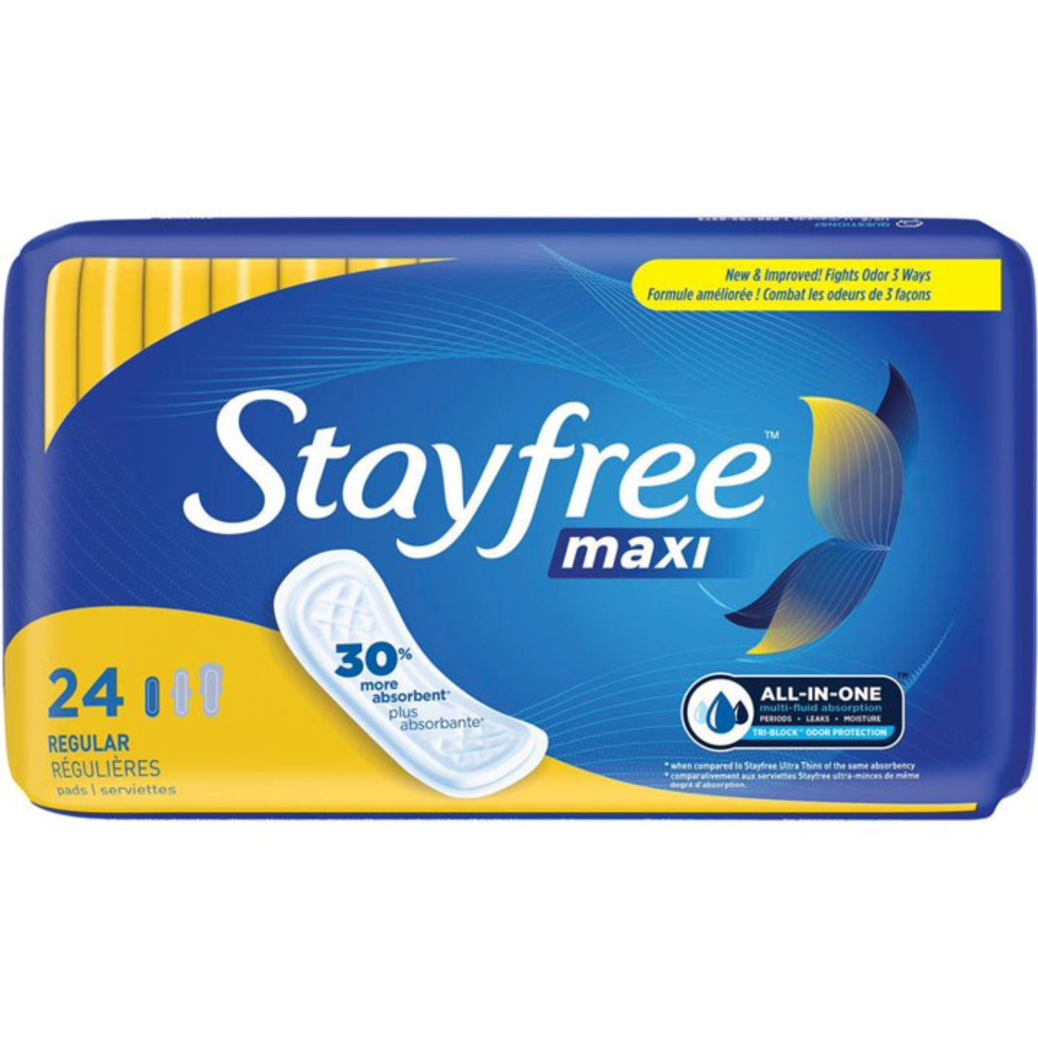 Stayfree Regular Maxi Pads Heavy Protection, 24 Ea