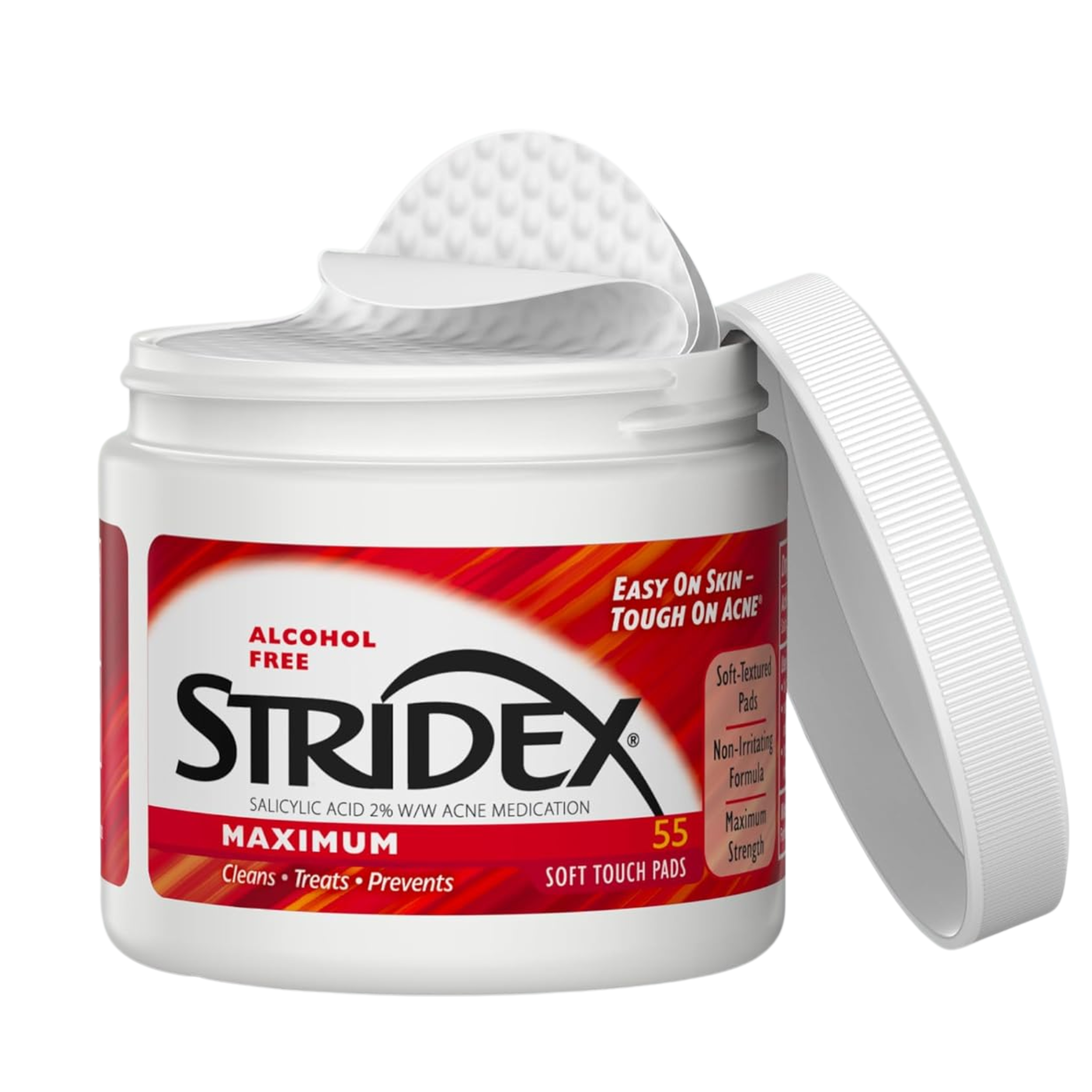 Stridex, Maximum Strength Acne Control Soft Touch Pads, Alcohol-Free Formula, 55 Count