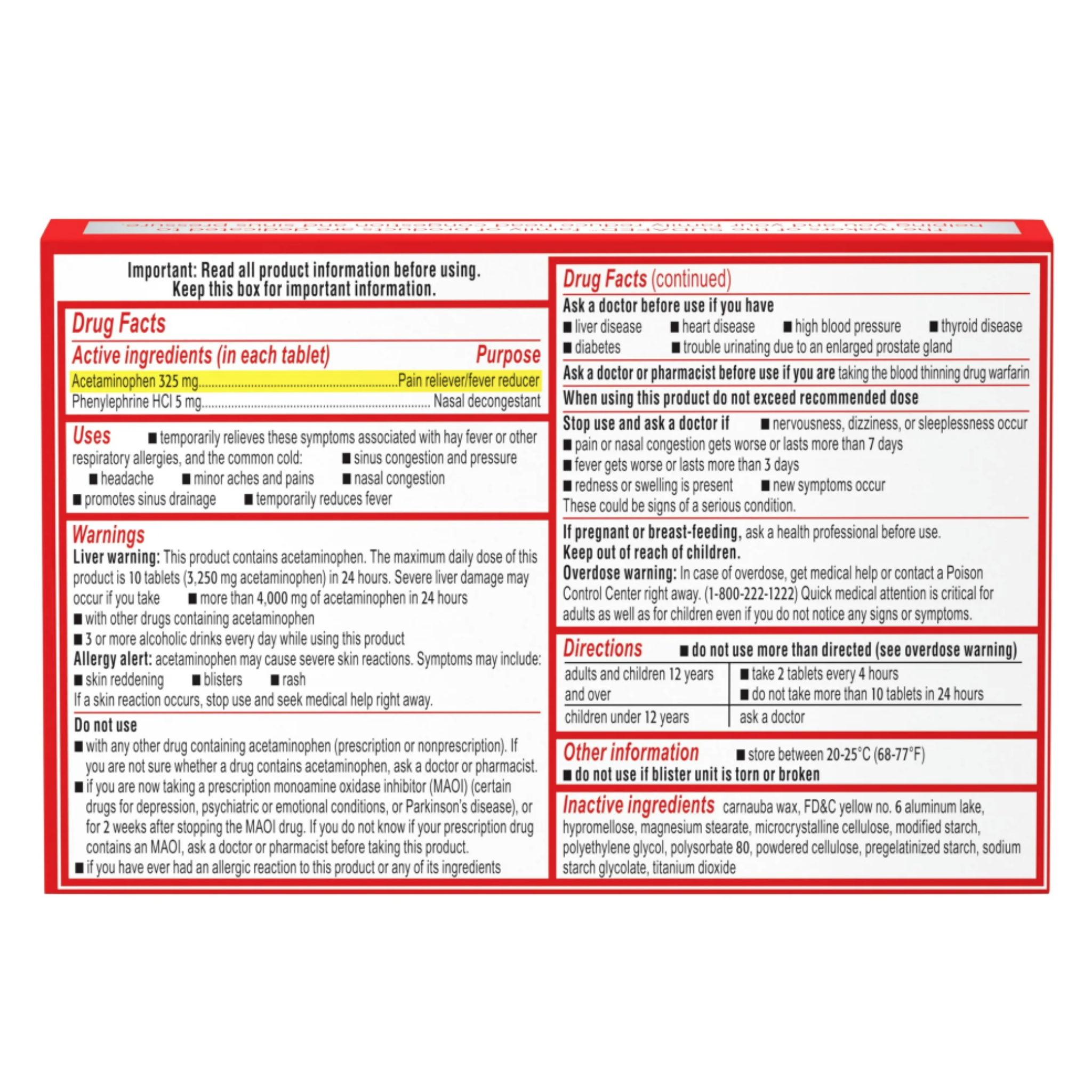 Sudafed PE Sinus Pressure + Pain Relief Decongestant Tablets, 24 Ct