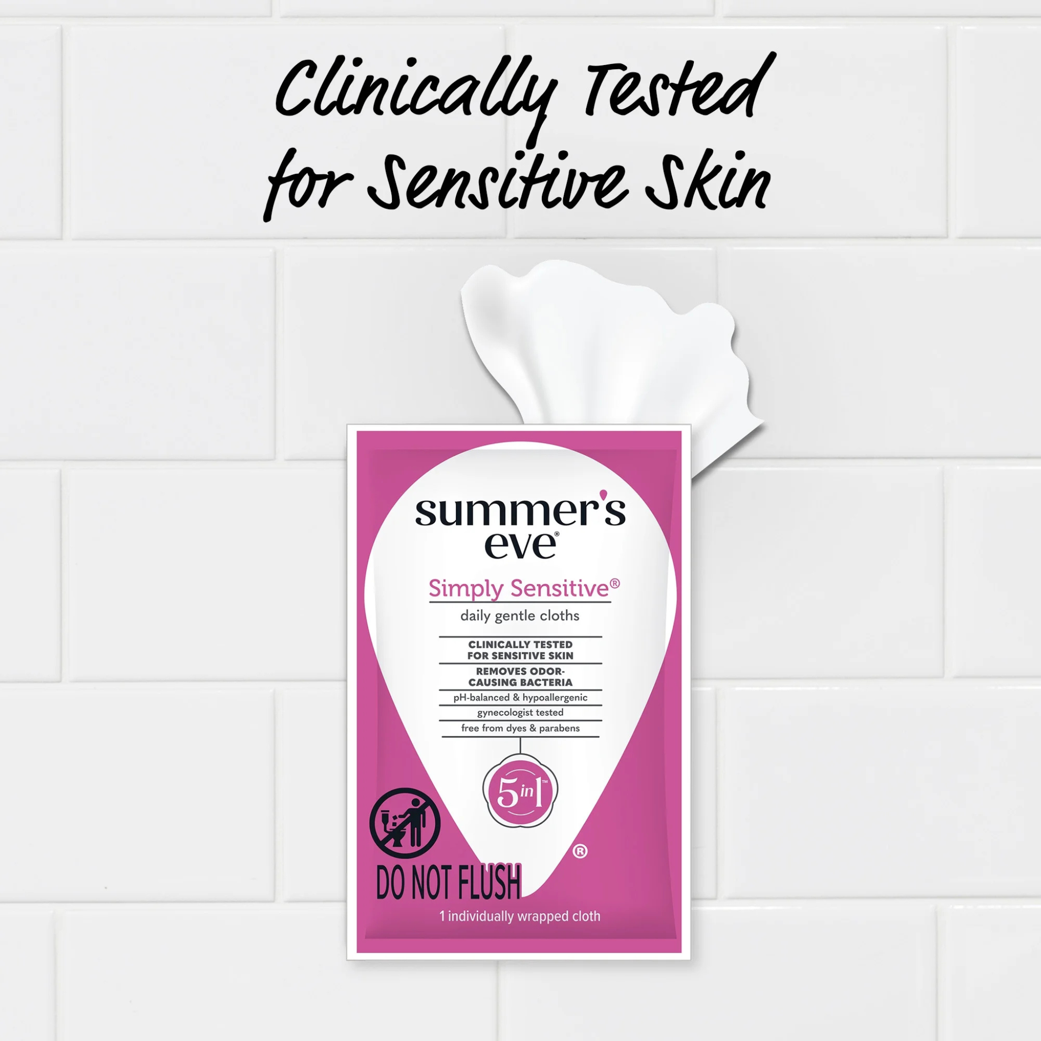 Summer’s Eve Simply Sensitive Daily Feminine Wipes, Removes Odor, pH Balanced, 12 count