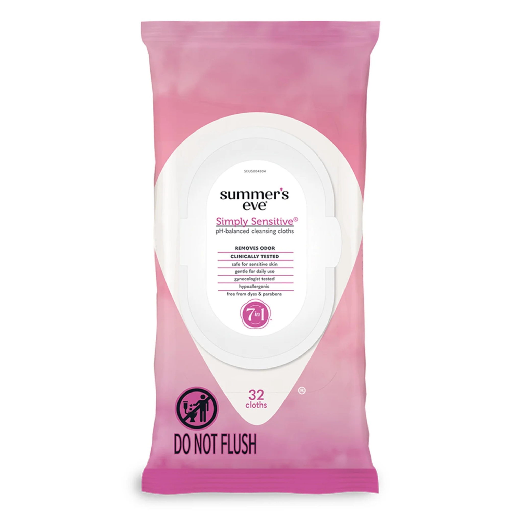 Summer’s Eve Simply Sensitive Daily Feminine Wipes, Removes Odor, pH Balanced, 32 count