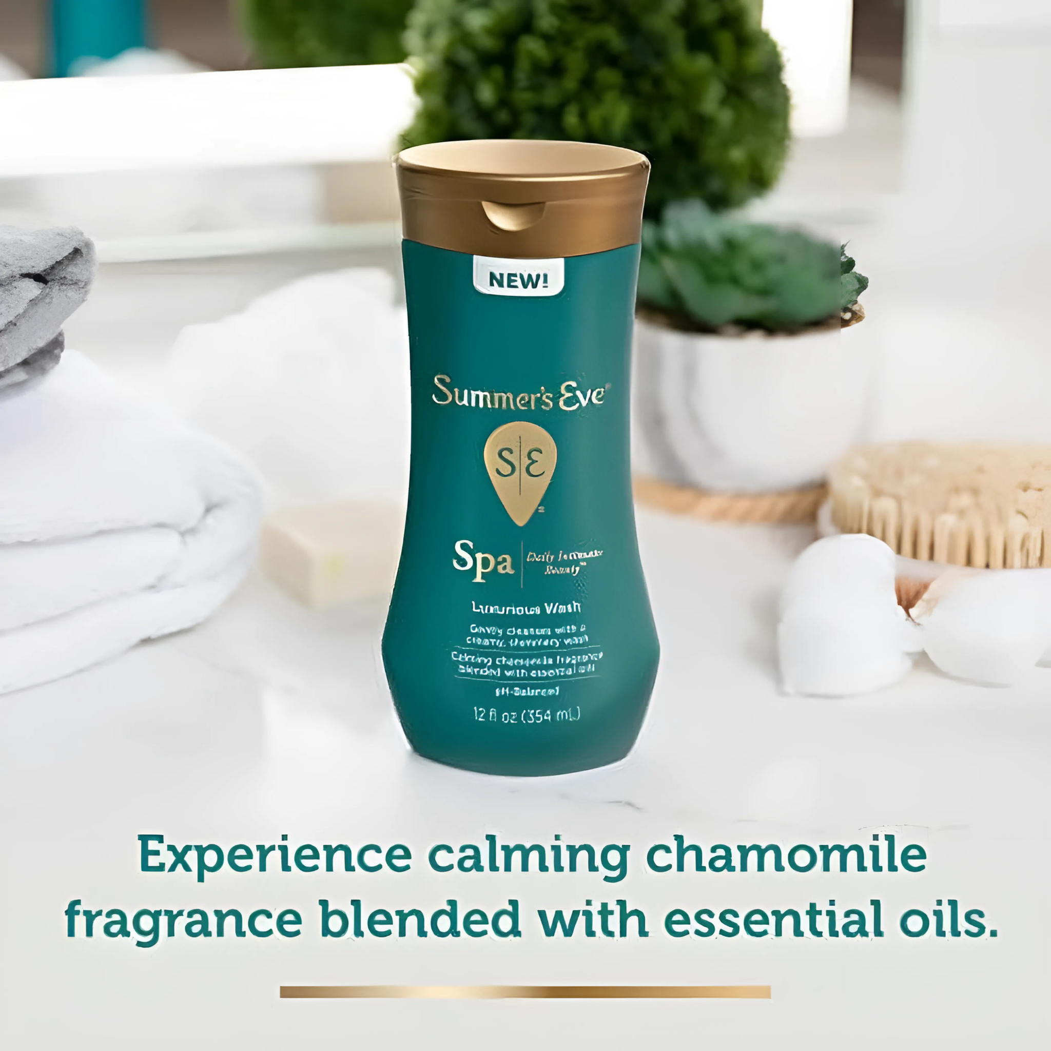 Summer's Eve Spa Daily Intimate Wash, Luxurious Cleansing Feminine Wash, Calming Chamomile pH-Balanced Wash, 12oz Bottle