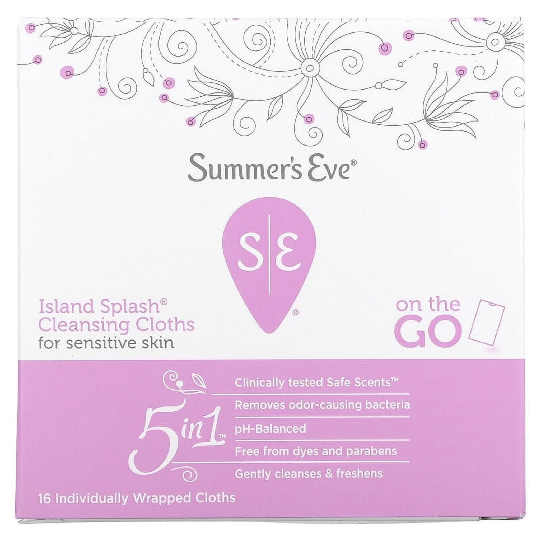 Summer's Eve, 5 in 1 Cleansing Cloths, Island Splash, 16 Individually Wrapped Cloths