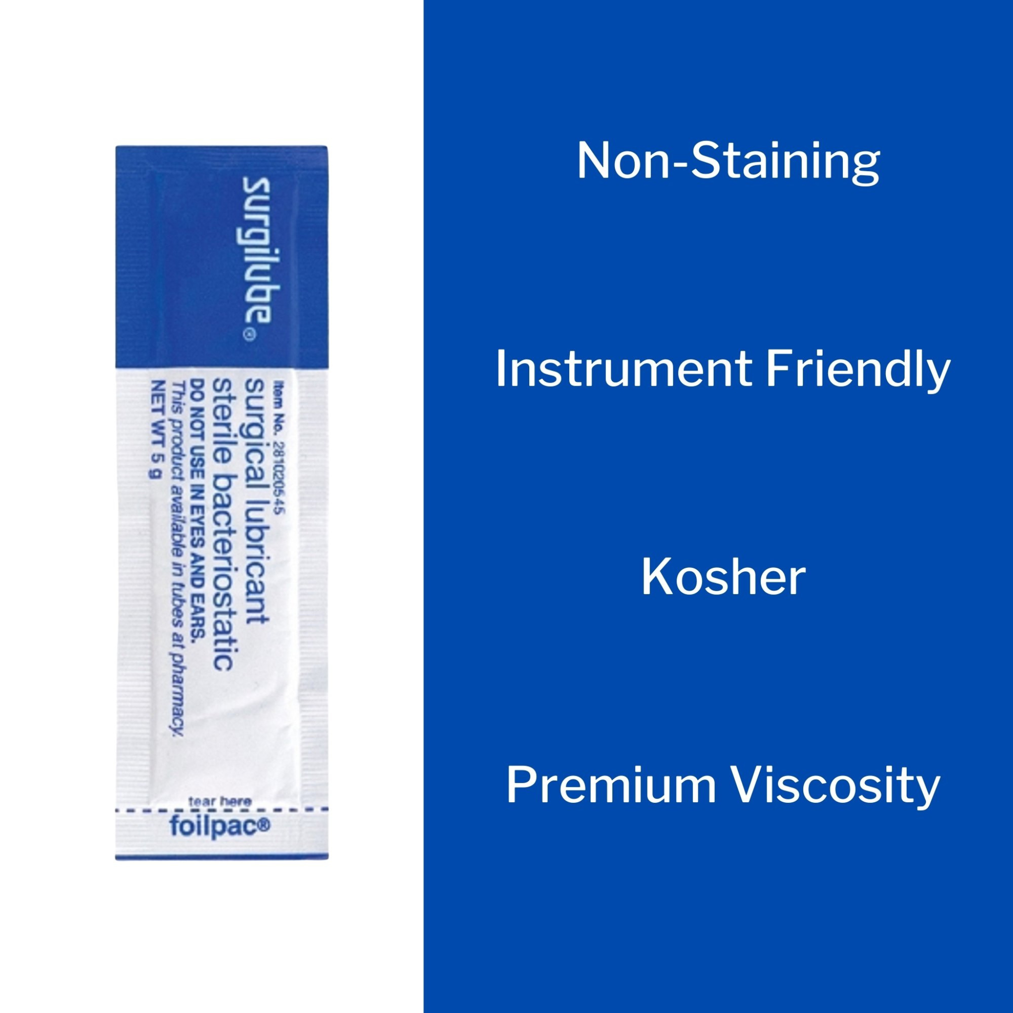 Surgilube Lubricating Jelly - Carbomer free Sterile 5 Gram Individual Packet 144 per Box
