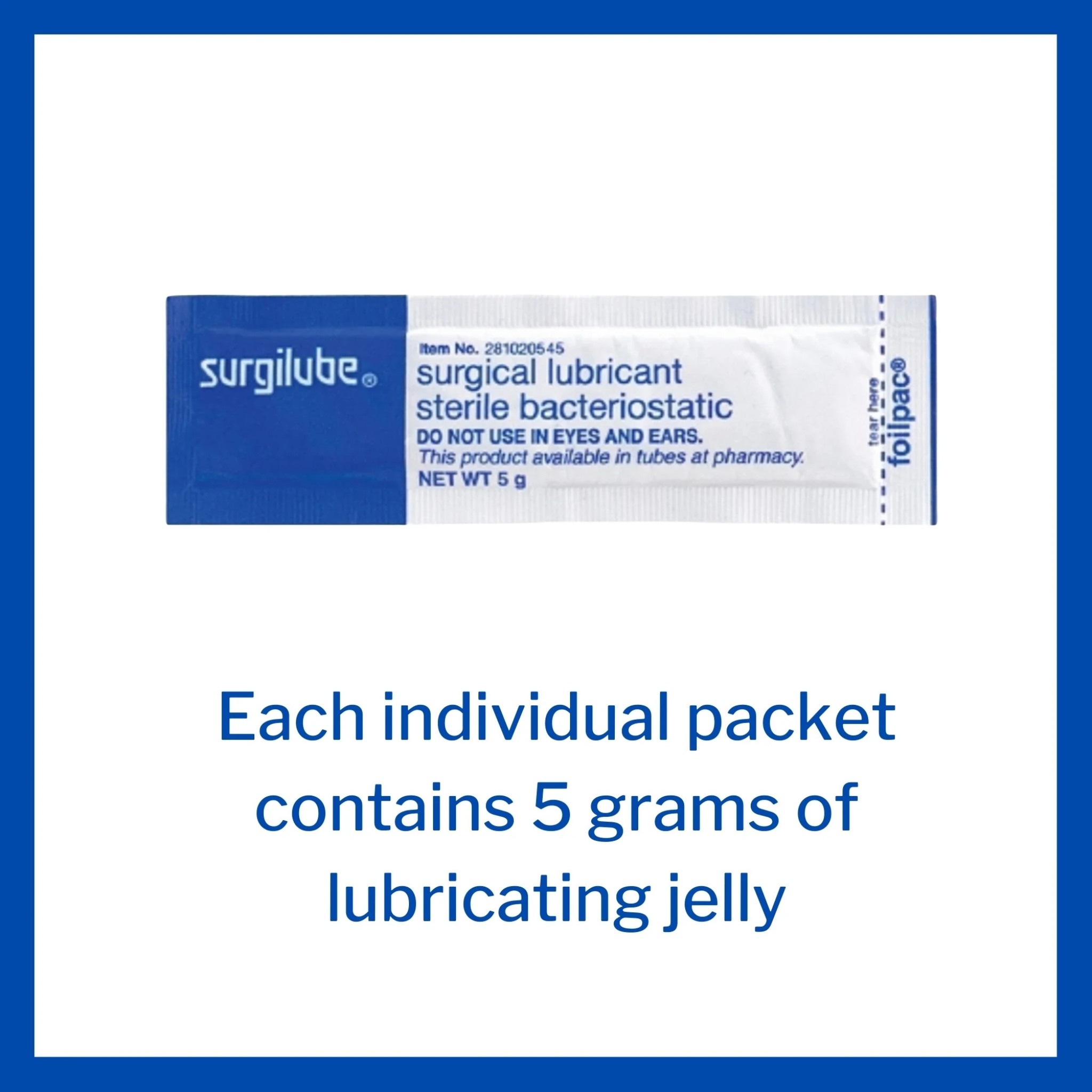 Surgilube Lubricating Jelly - Carbomer free Sterile 5 Gram Individual Packet 144 per Box