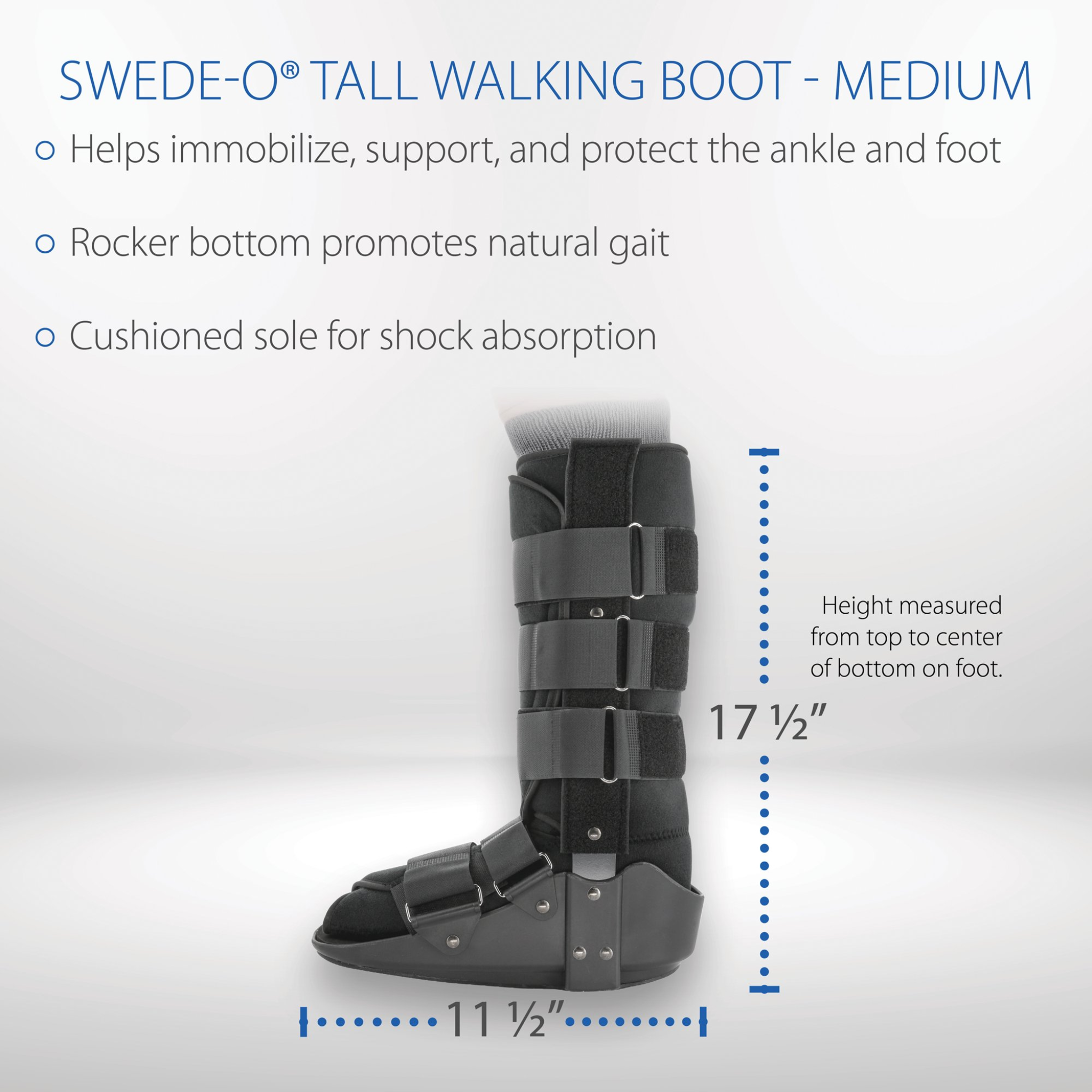 Swede-O, Tall Walking Boot, Ankle and Foot Immobilization for Enhanced Support, Medium