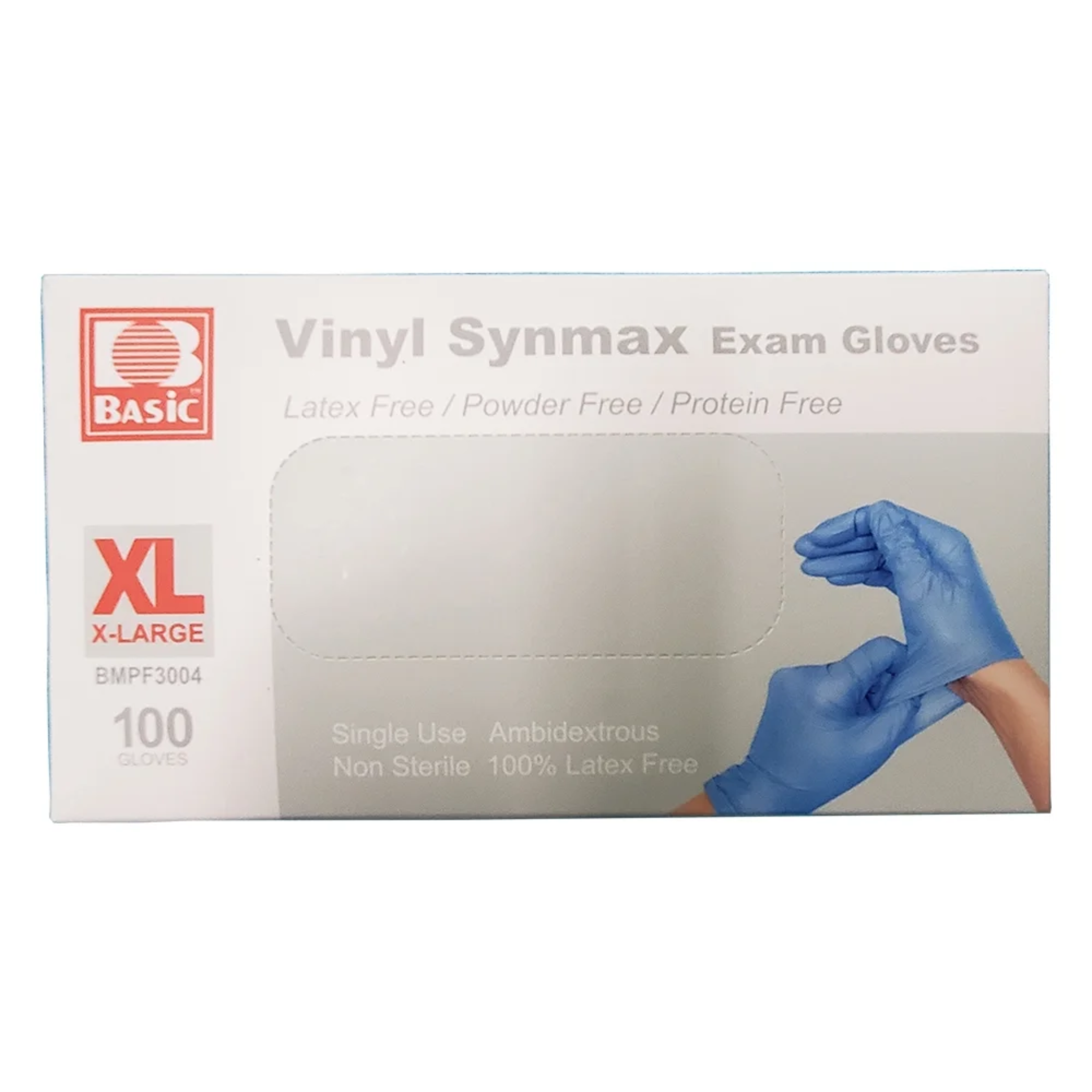 Synmax, Basic Vinyl Exam Gloves, Comfortable and Flexible Protection for Healthcare Use, Blue, X-Large, Box of 100