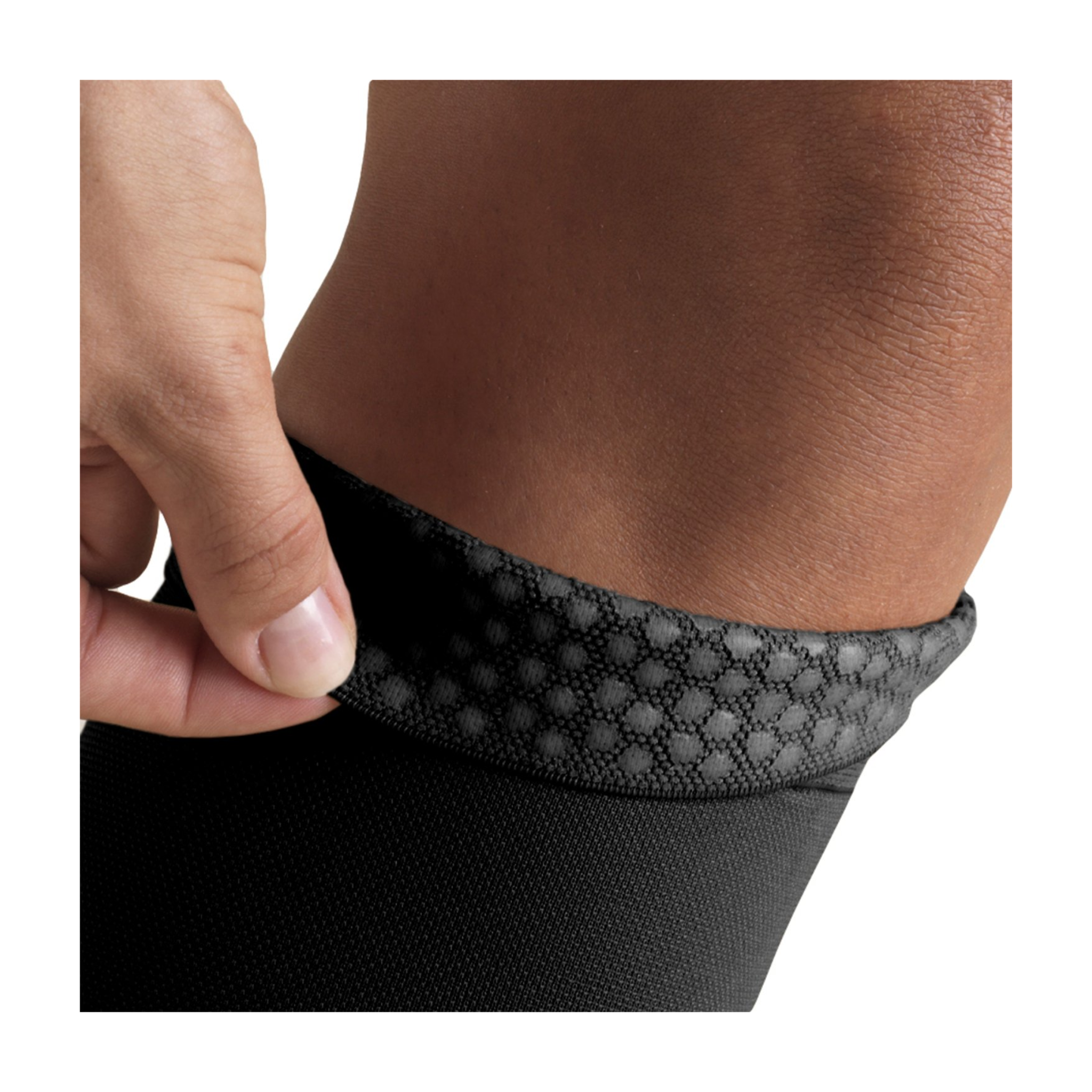 Truform, Thigh-High Open Toe Stockings, 20-30 mmHg Firm Compression with Dot Top Band, Extra Large, Black