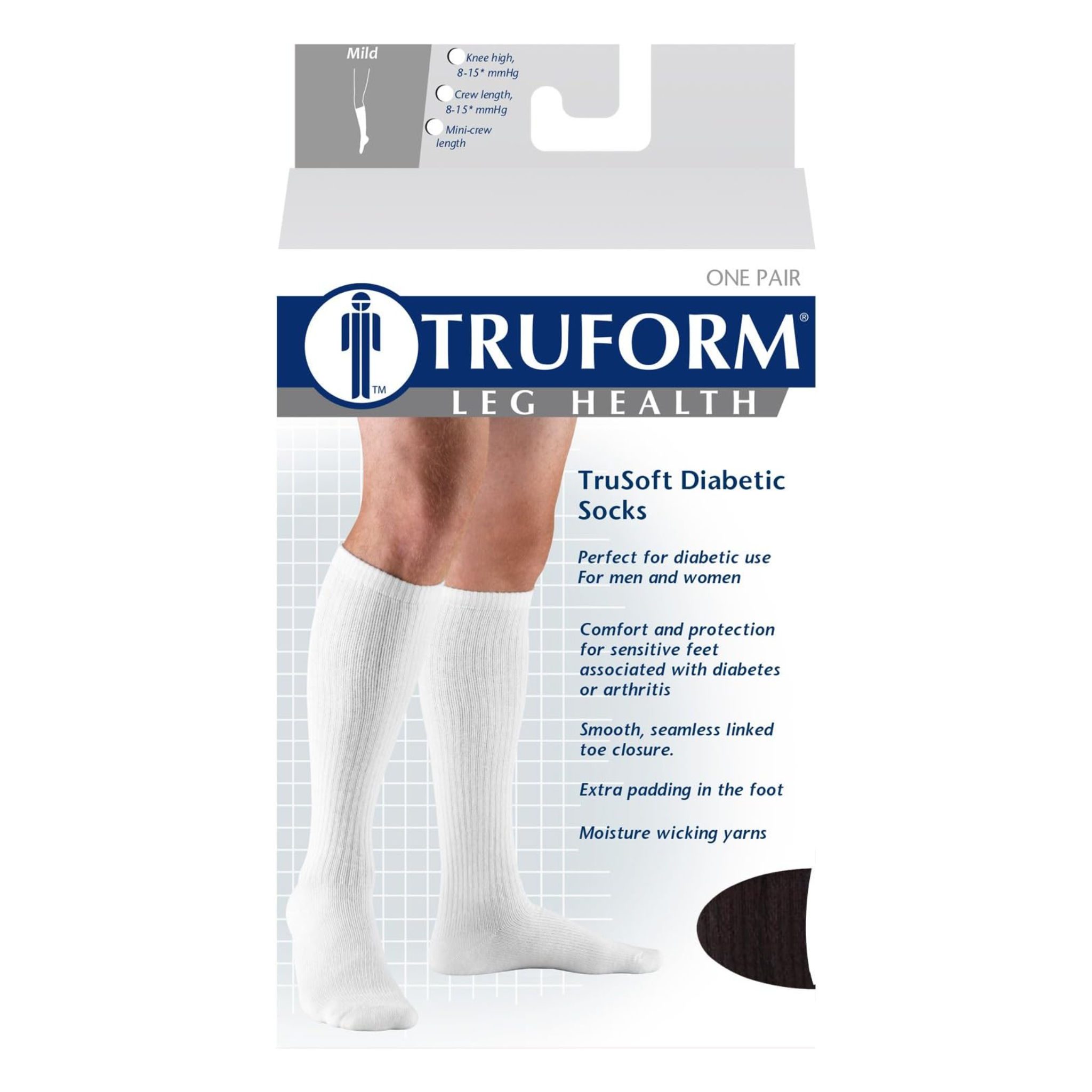 Truform, Knee-High Compression Socks, 8-15 mmHg, Closed Toe, Comfortable Support, Black, Extra Large