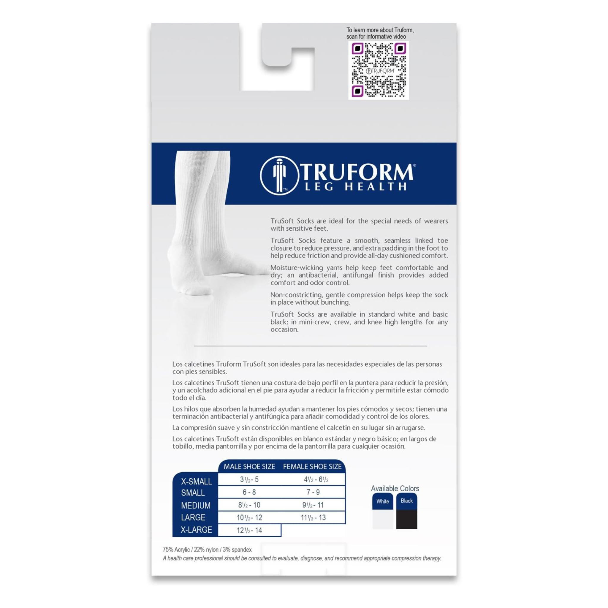Truform, Knee-High Compression Socks, 8-15 mmHg, Closed Toe, Comfortable Support, Black, Extra Large