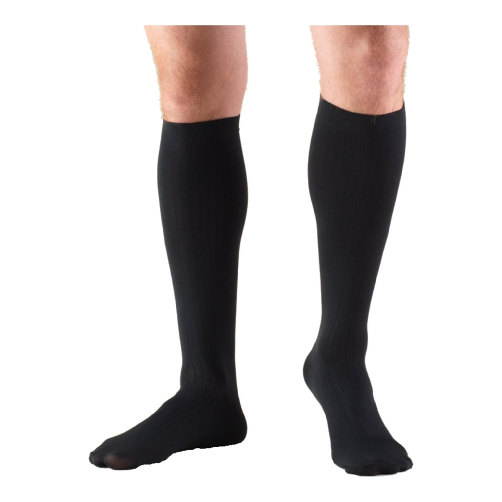 Truform Compression Socks, 8-15 mmHg, Men's Dress Socks, Knee High Over Calf Length, Black, Large