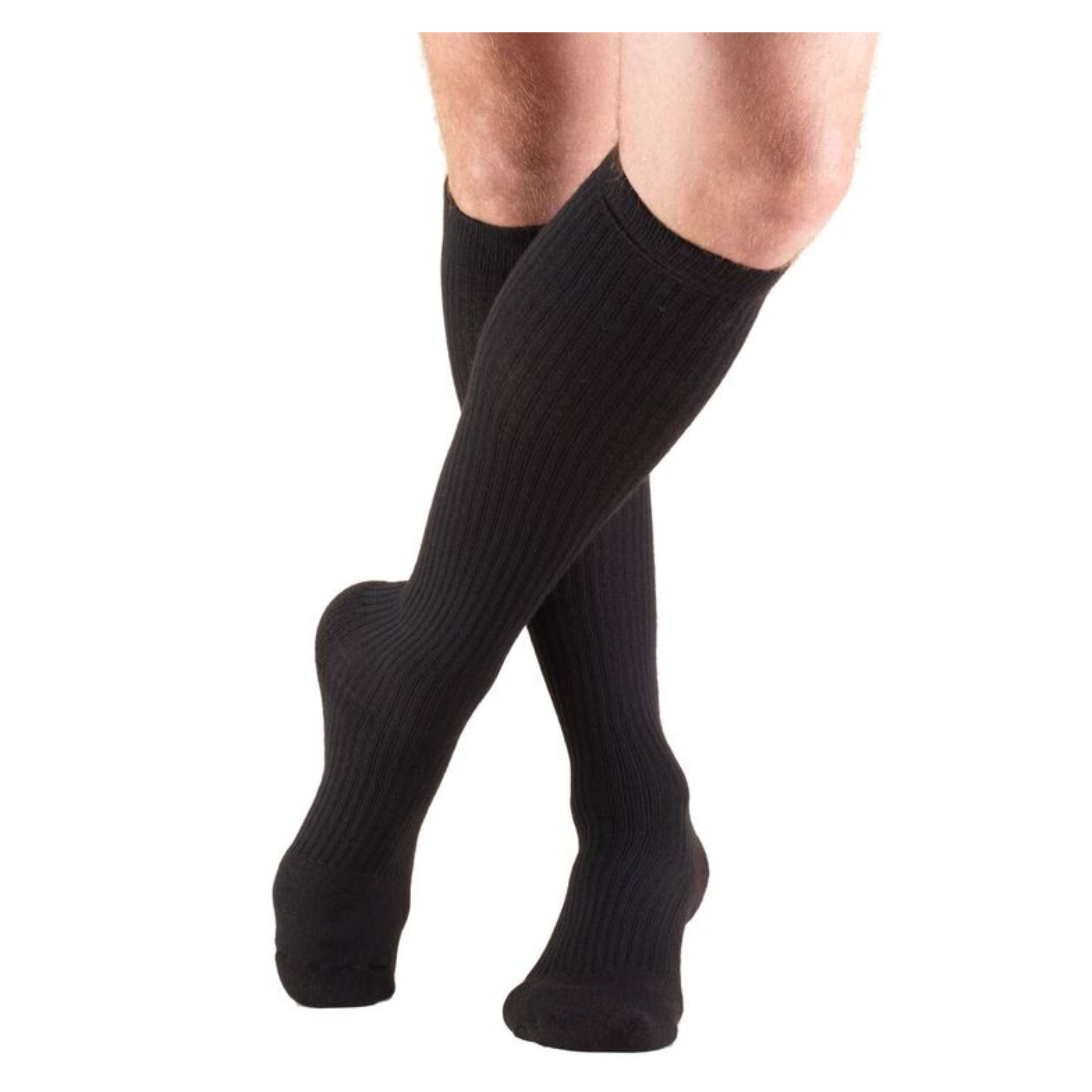 Truform, Men’s Active Wear Knee High Socks, 20-30 mmHg Firm Compression for Circulation, Extra Large, Black