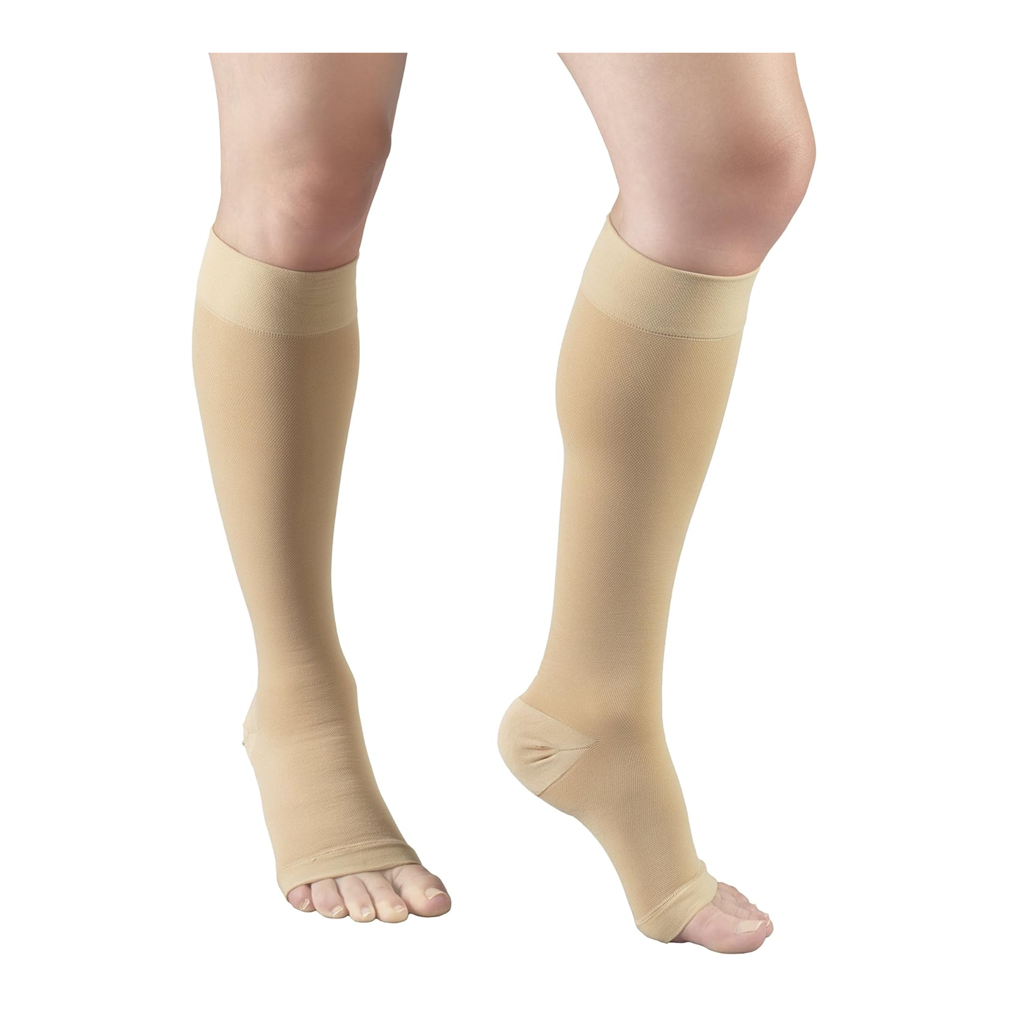Truform, Unisex Knee High Open Toe Compression Stockings, 20-30 mmHg Firm Support for Circulation, 3X-Large, Beige