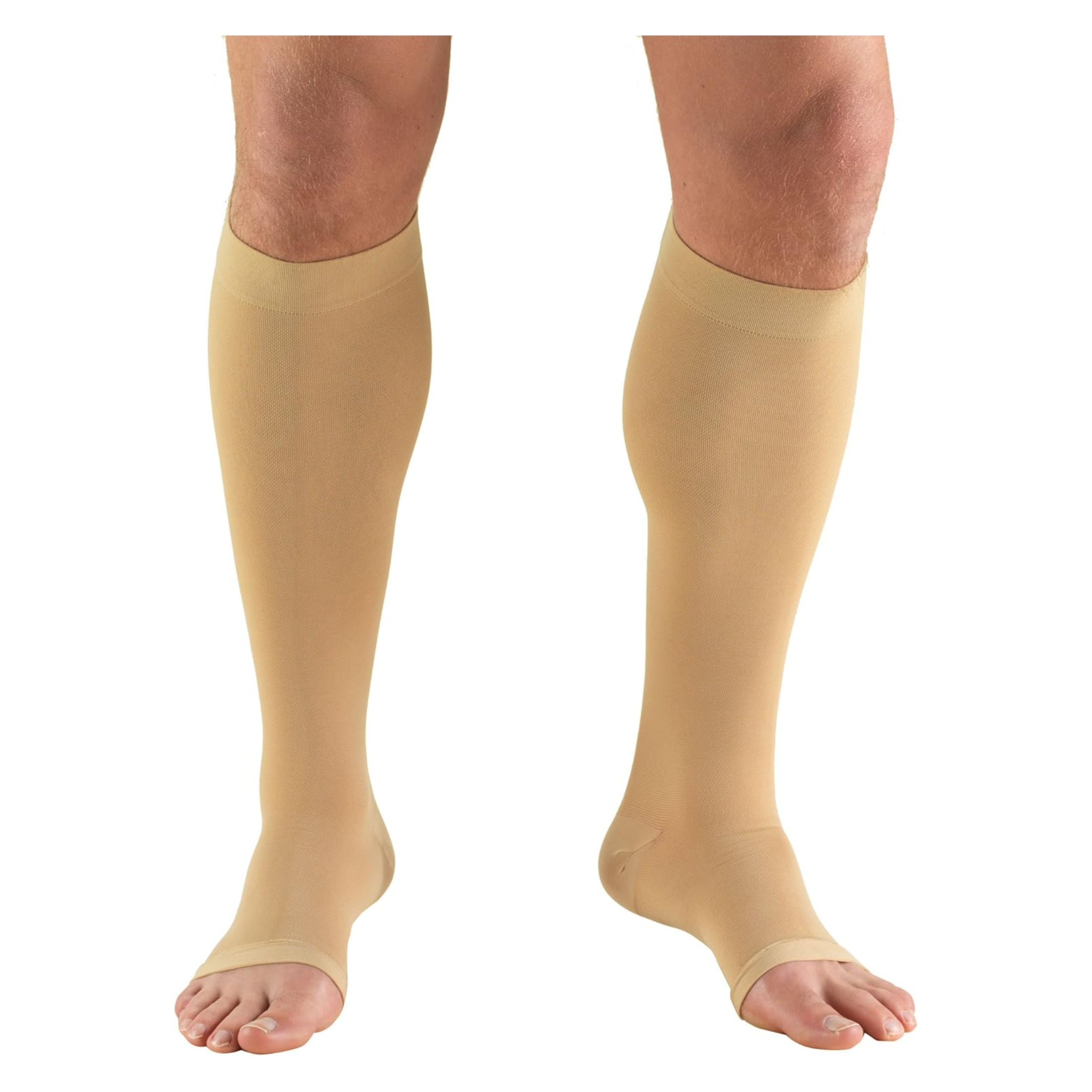 Truform, Unisex Knee High Open Toe Compression Stockings, 20-30 mmHg Firm Support for Circulation, 3X-Large, Beige
