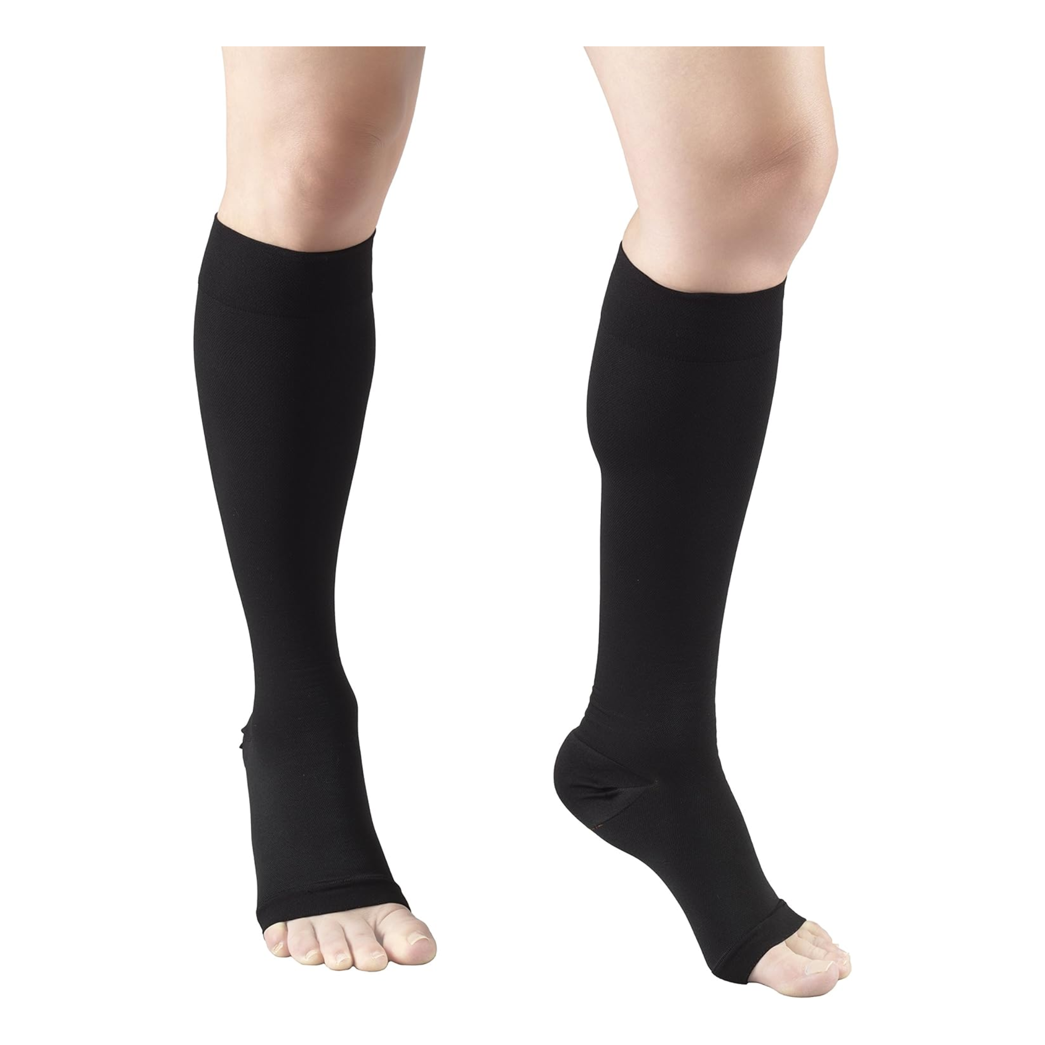 Truform, Unisex Knee High Open Toe Compression Stockings, 20-30 mmHg Firm Support for Circulation, 3X-Large, Black
