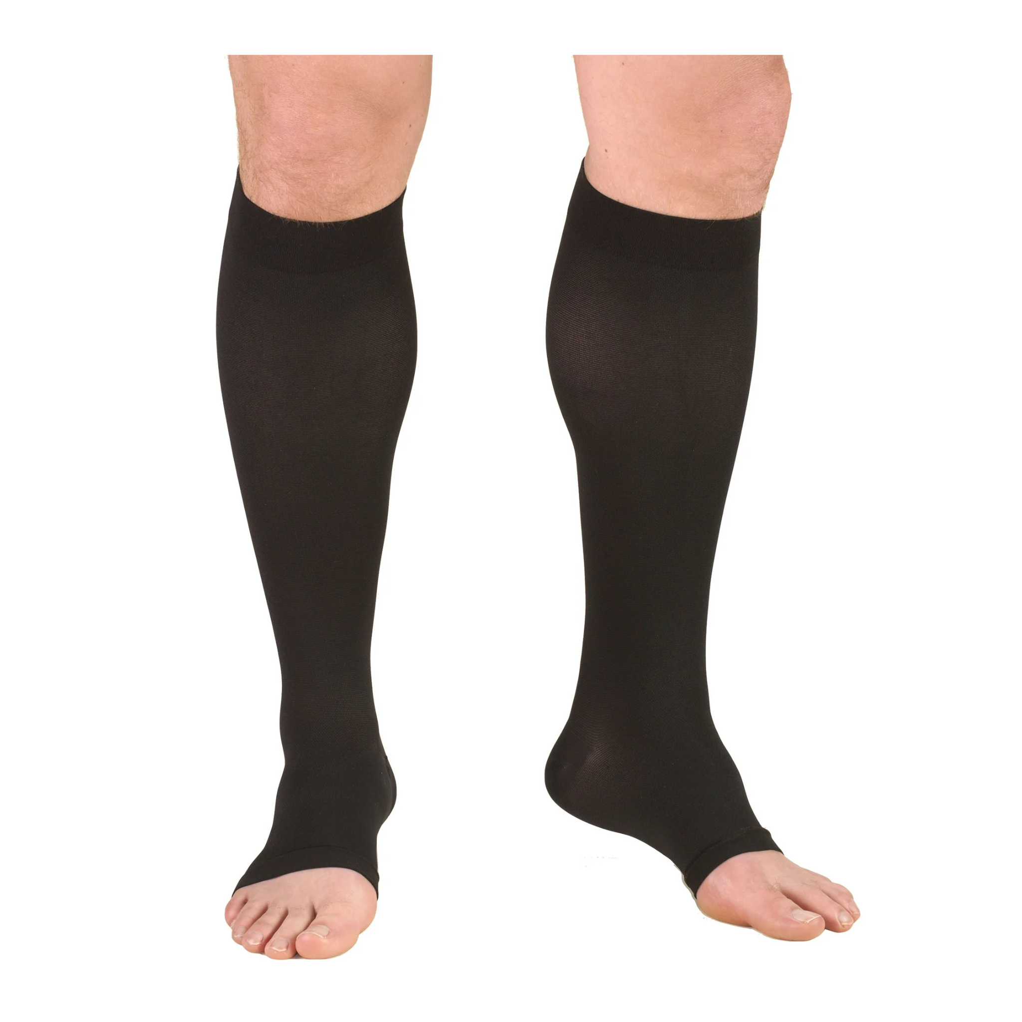 Truform, Unisex Knee High Open Toe Compression Stockings, 20-30 mmHg Firm Support for Circulation, 3X-Large, Black