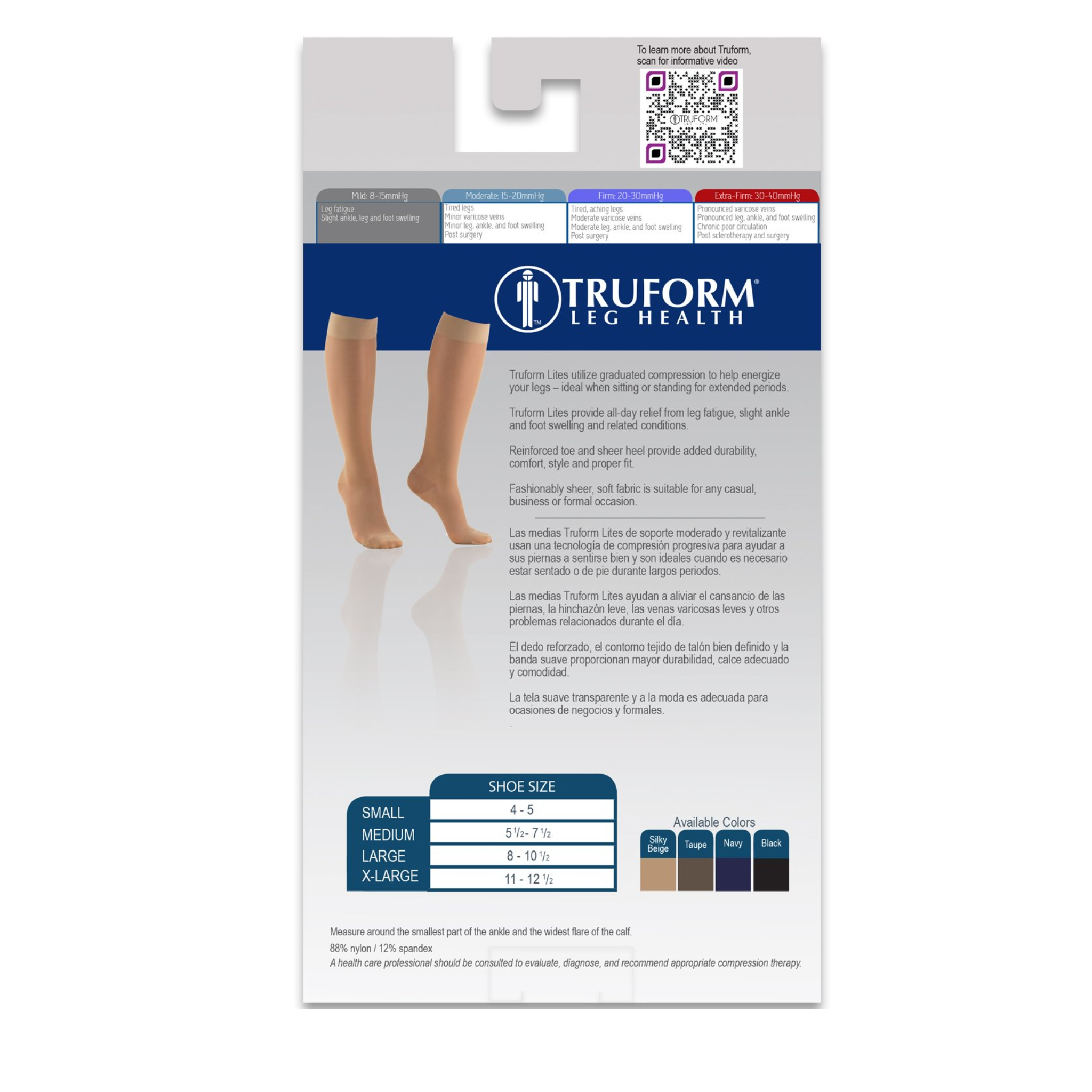 Truform, Women’s Knee High Sheer Stockings, 8-15 mmHg Light Compression for Everyday Wear, Extra Large, Black