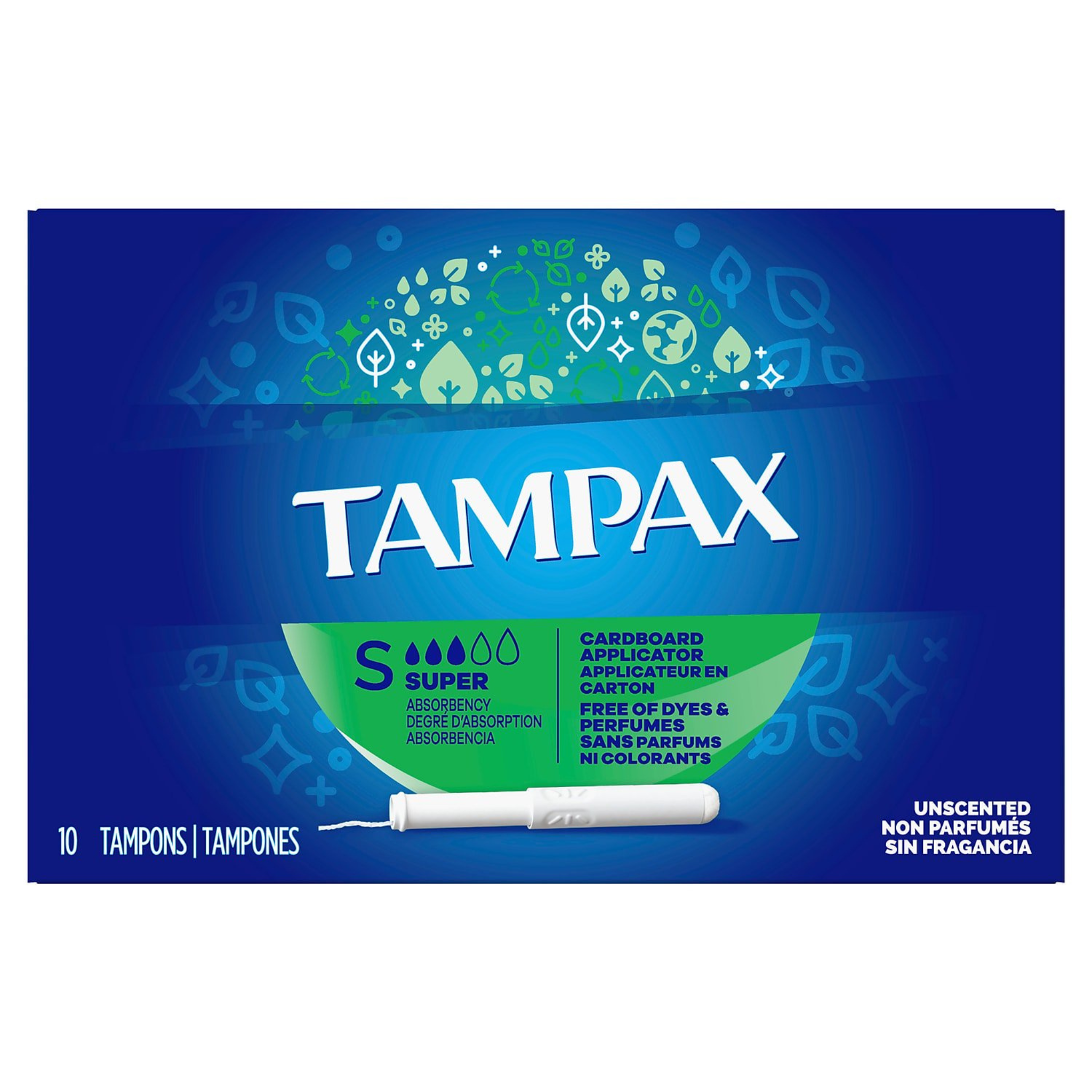 Tampax Cardboard Applicator Tampons Unscented, 10ct