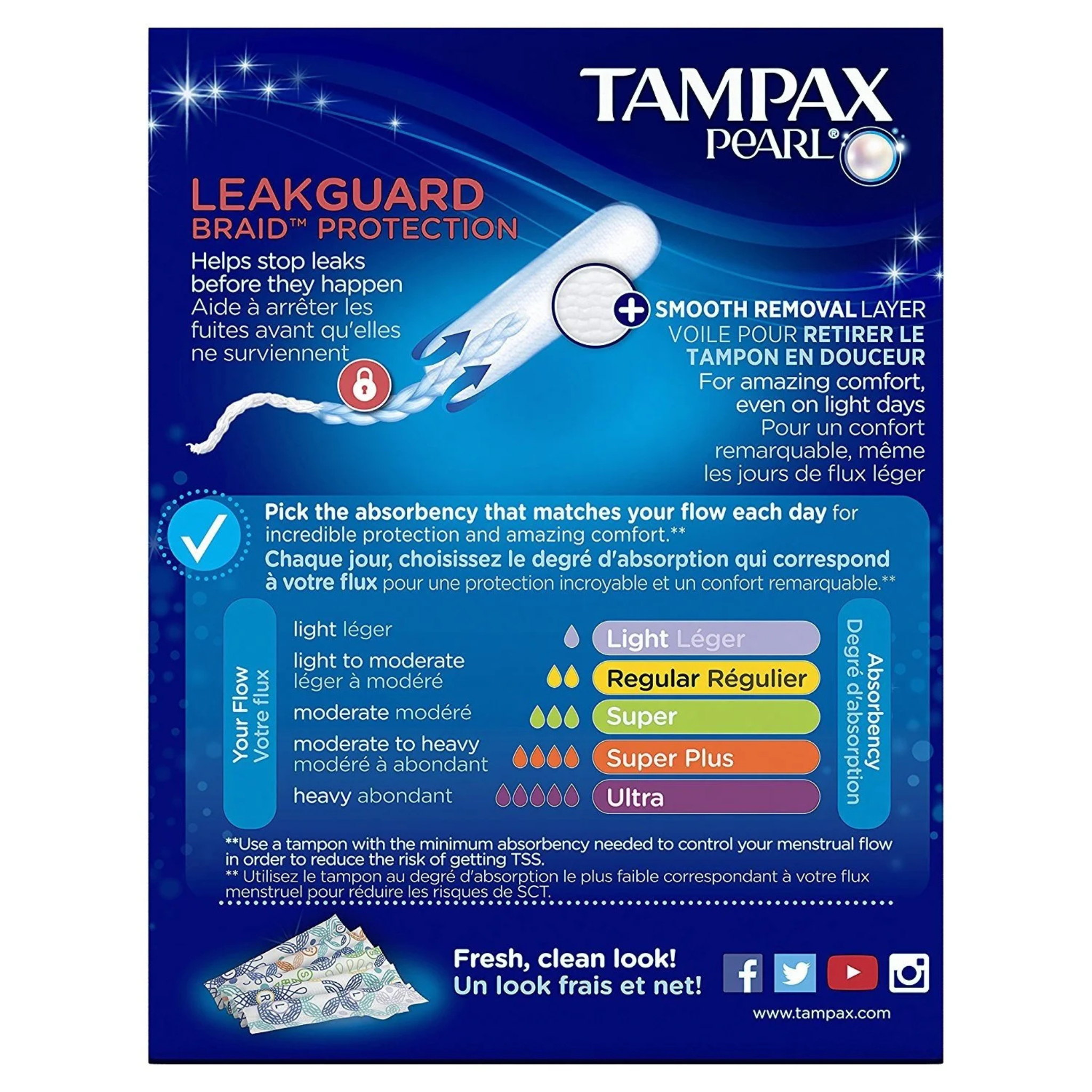 Tampax Pearl Tampons with LeakGuard Braid, Super Plus Absorbency, 18 Count