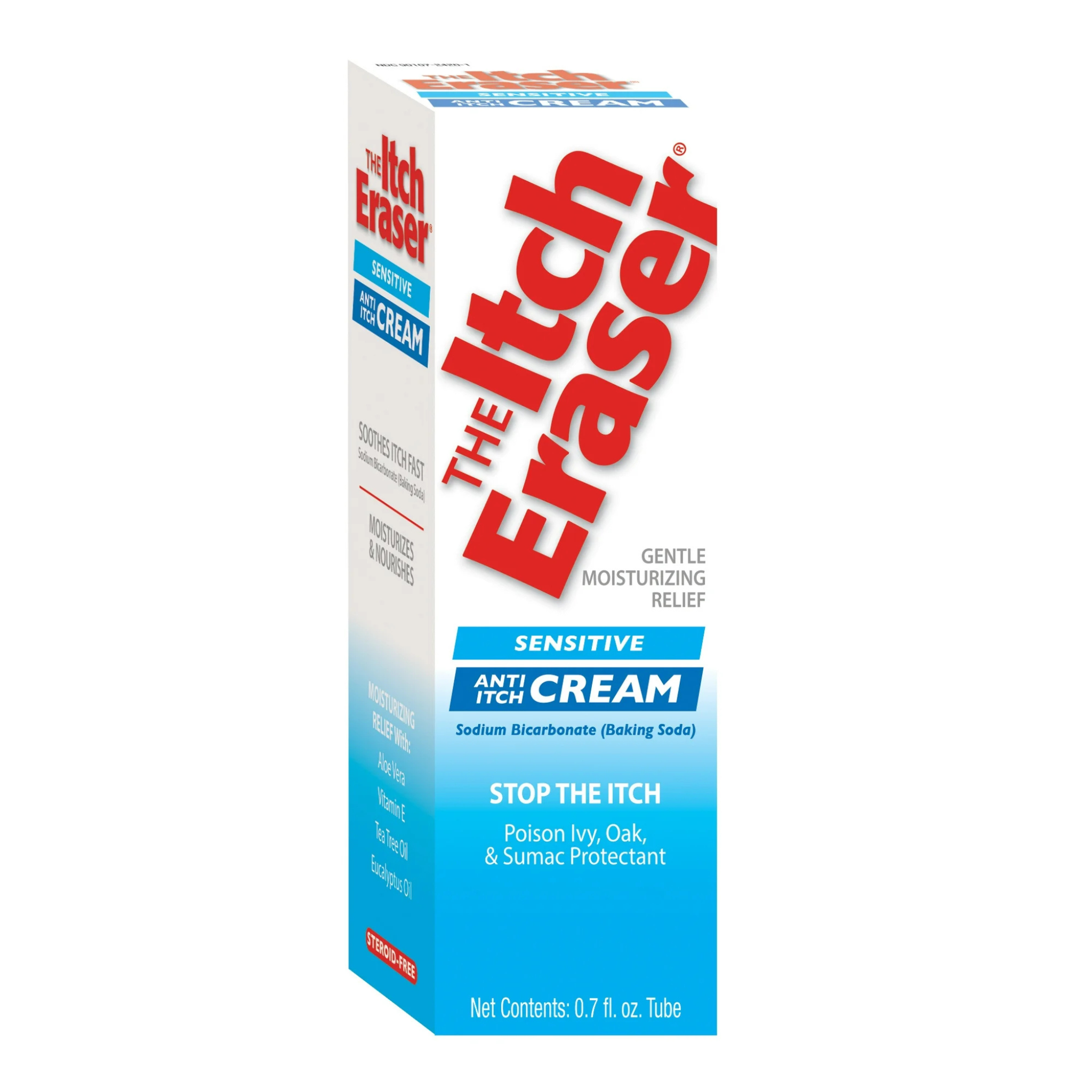 The Itch Eraser, Sensitive Cream, Steroid-Free Anti-Itch Cream for Skin Relief, 0.7 oz