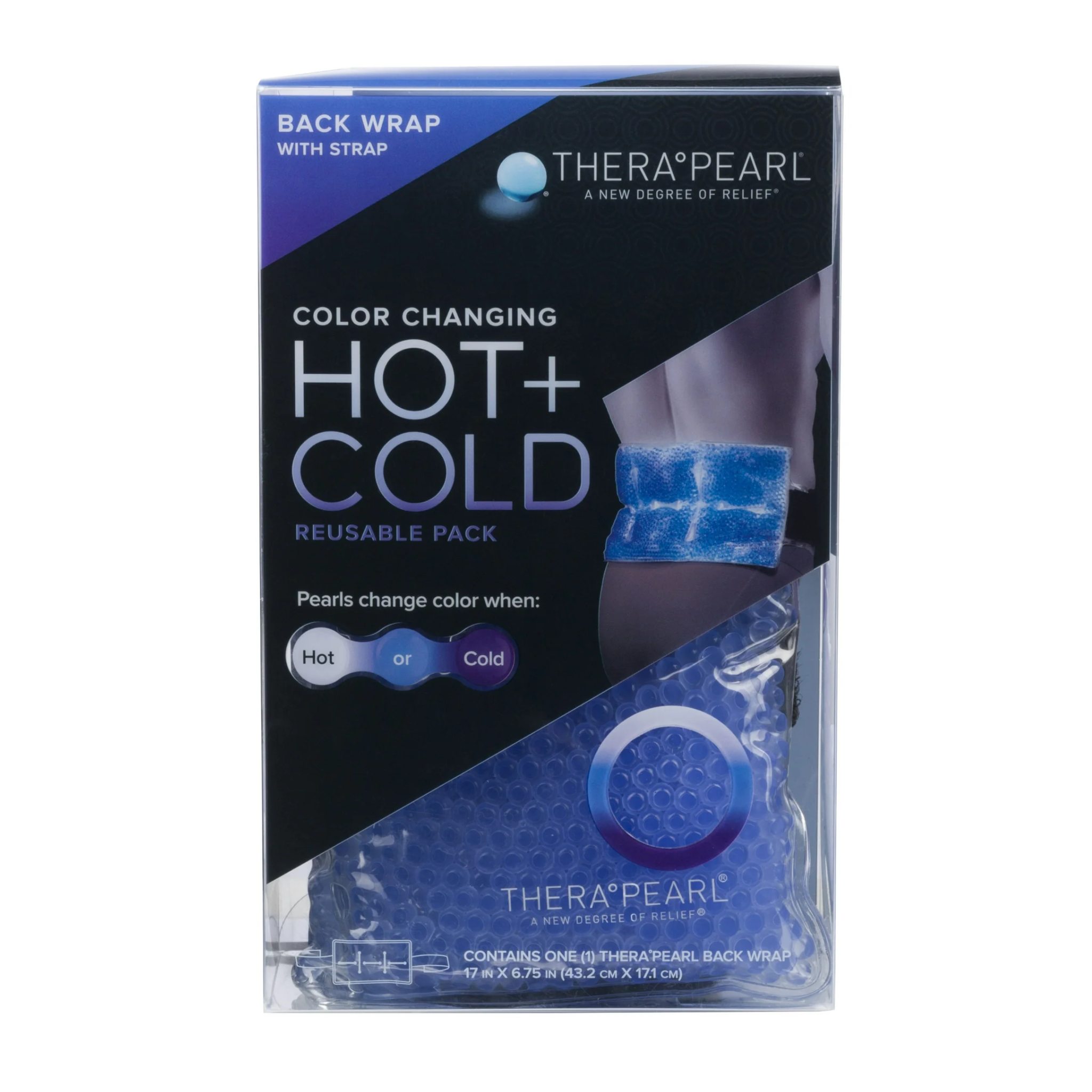 TheraPearl, Back Wrap with Strap, Color-Changing Hot & Cold Reusable Therapy Pack