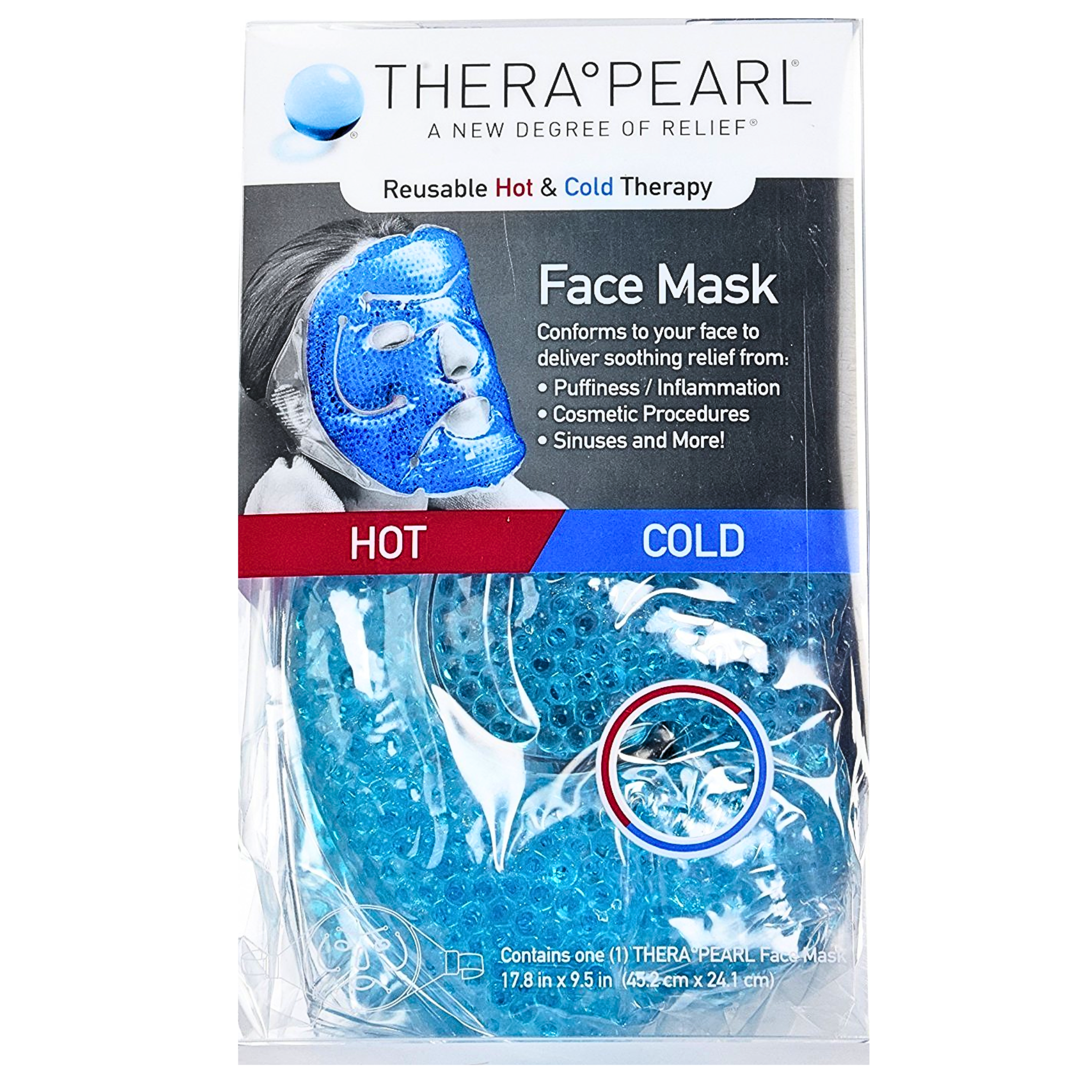 THERA°Pearl, Reusable Face Mask, Hot & Cold Therapy with Gel Beads for Soothing Relief