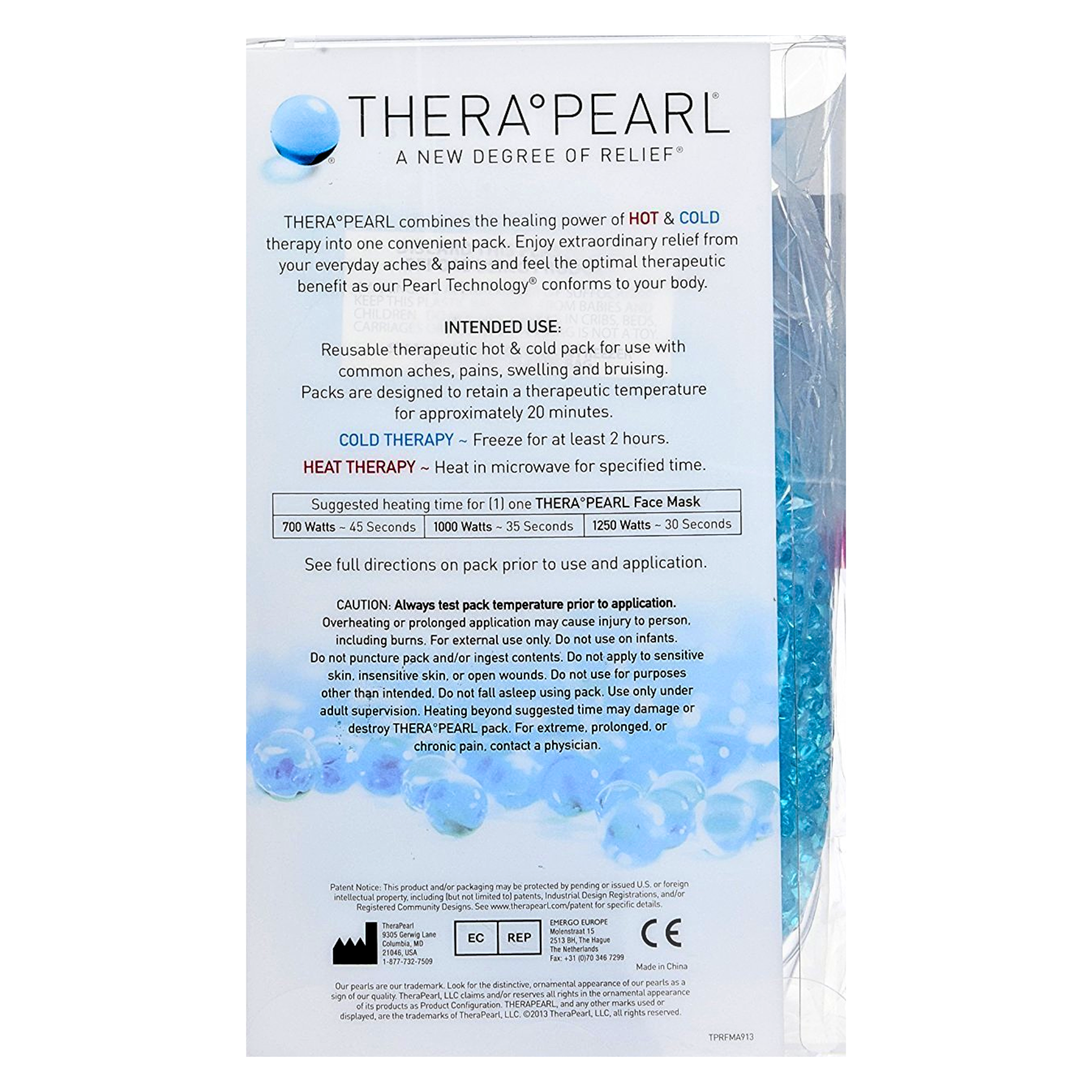THERA°Pearl, Reusable Face Mask, Hot & Cold Therapy with Gel Beads for Soothing Relief