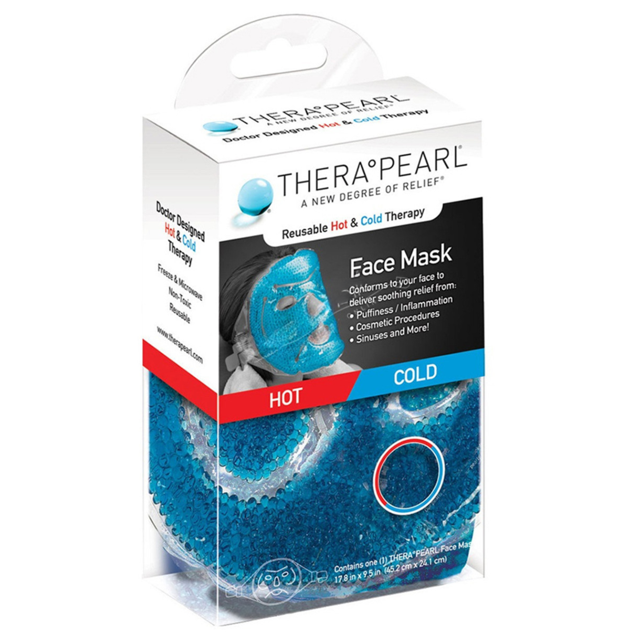 THERA°Pearl, Reusable Face Mask, Hot & Cold Therapy with Gel Beads for Soothing Relief