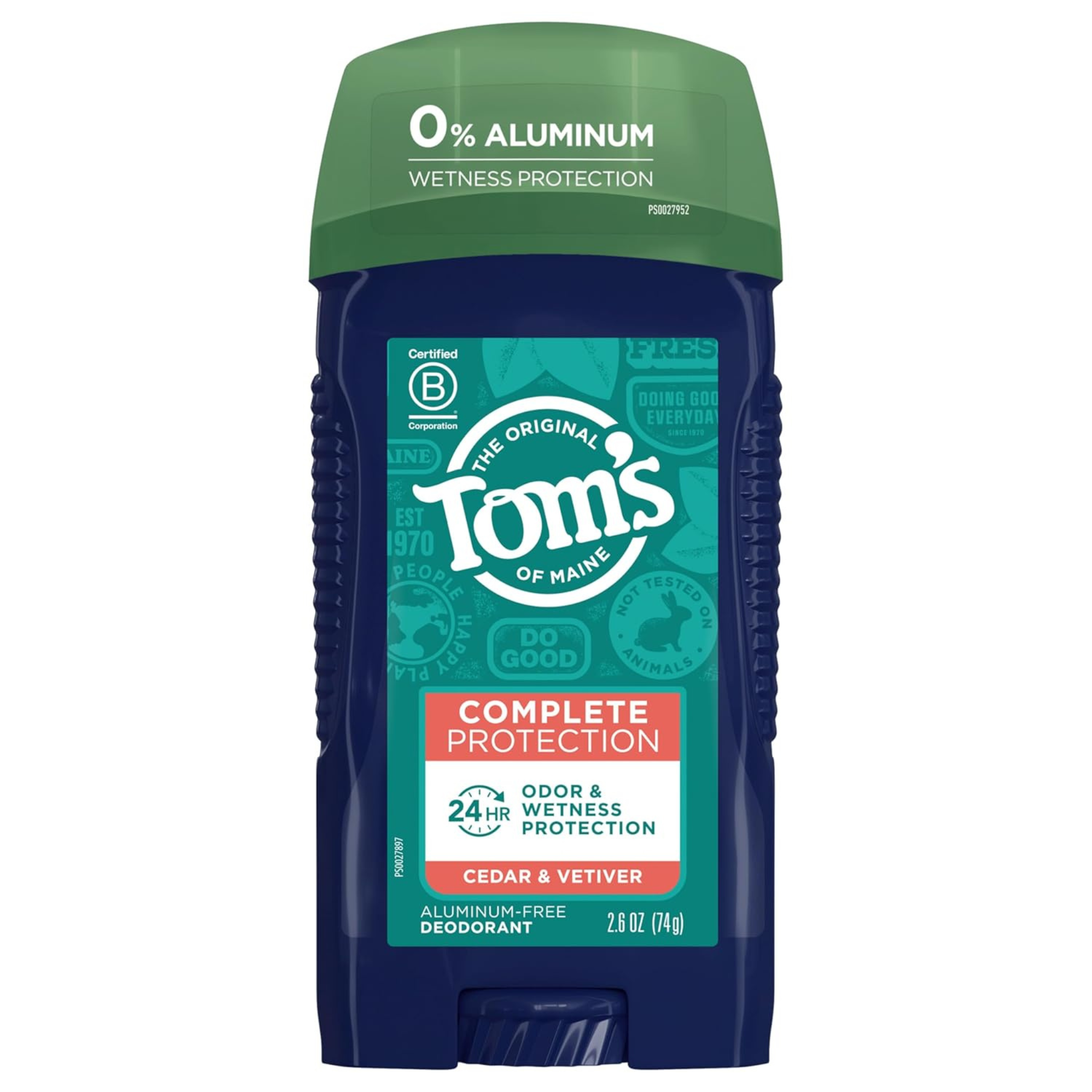 Tom's of Maine Complete Protection Aluminum-Free Natural Deodorant for Men, Cedar & Vetiver, 2.6 OZ - Pharmaful