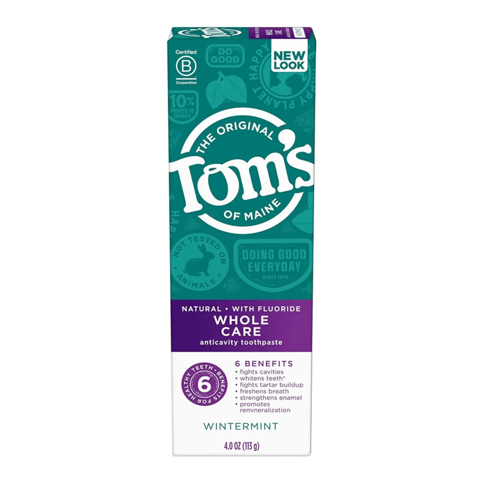 Tom’s of Maine, Whole Care Fluoride Natural Toothpaste, Wintermint Flavor for Cavity Protection and Fresh Breath, 4 Oz
