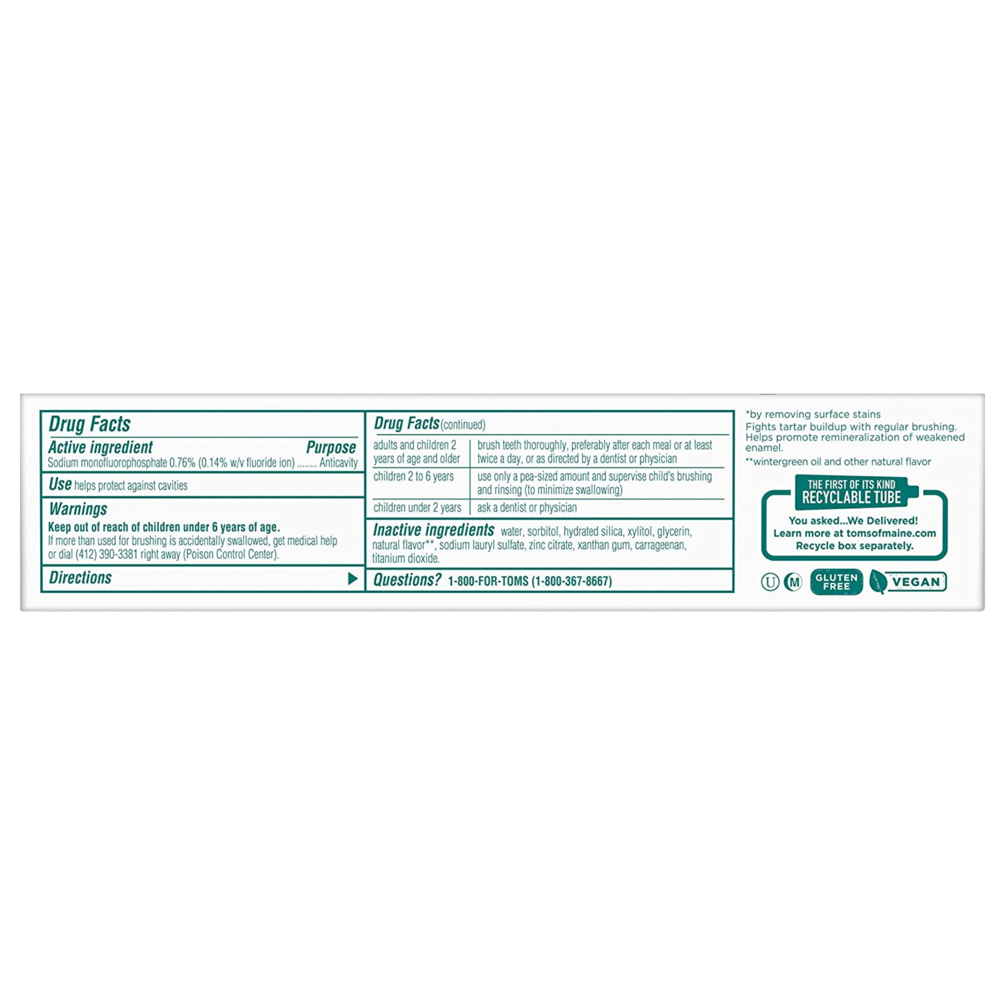 Tom’s of Maine, Whole Care Fluoride Natural Toothpaste, Wintermint Flavor for Cavity Protection and Fresh Breath, 4 Oz
